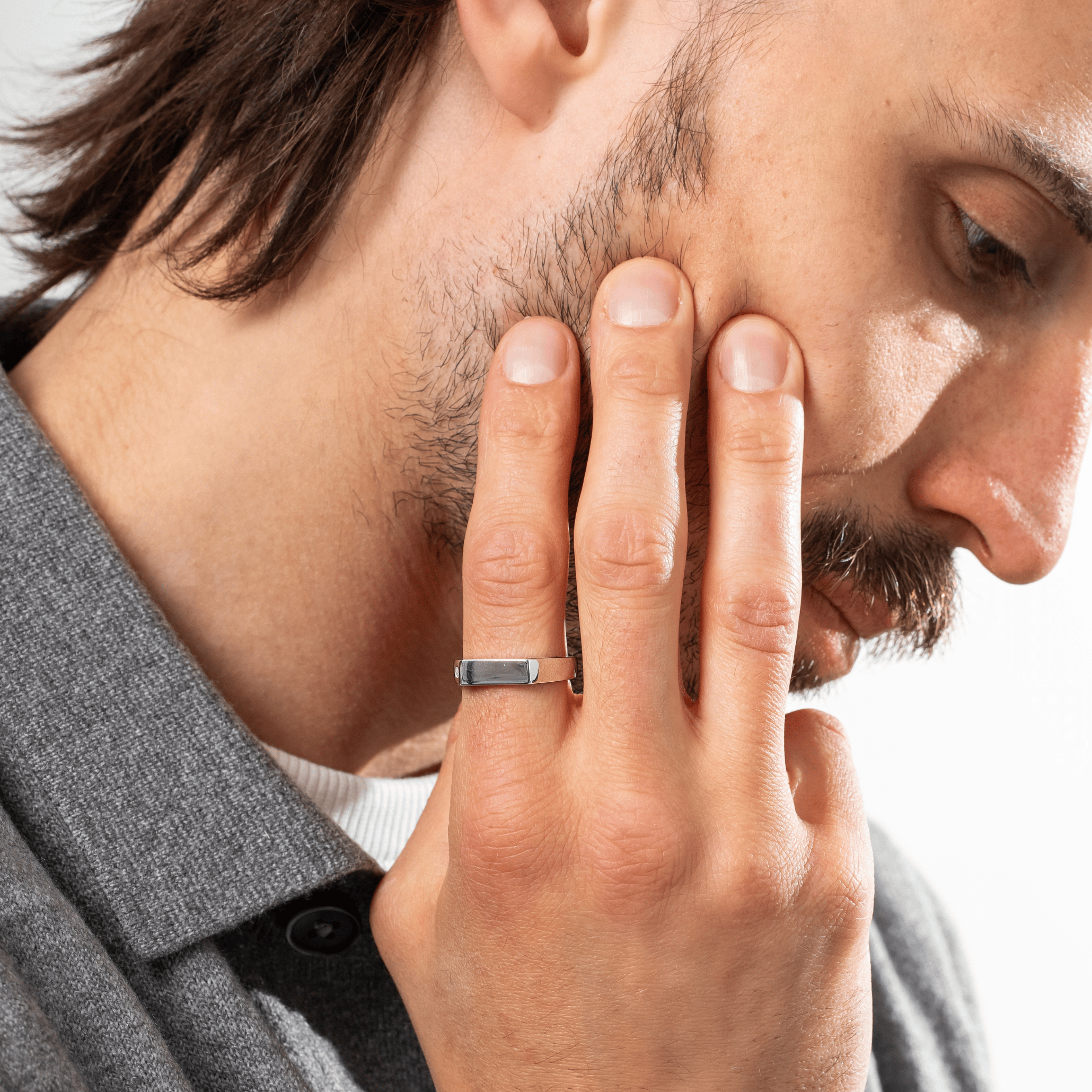 mens silver promise ring gift