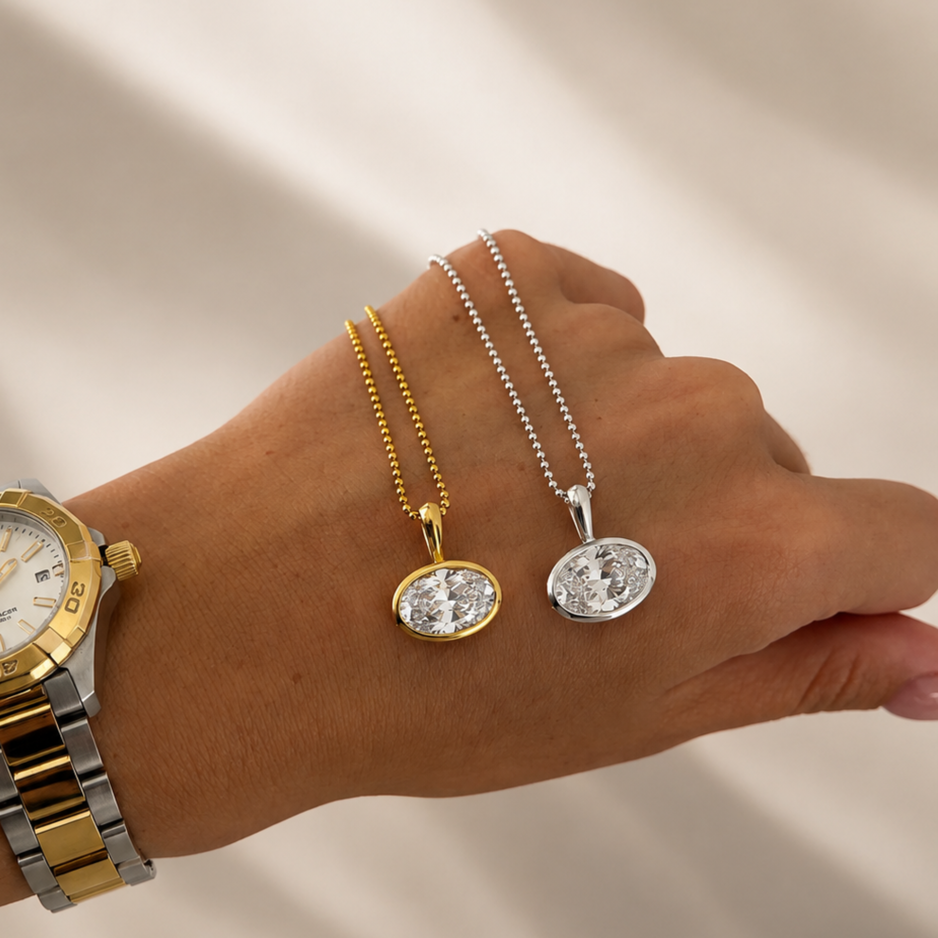 Moissanite Oval Bezel Necklace
