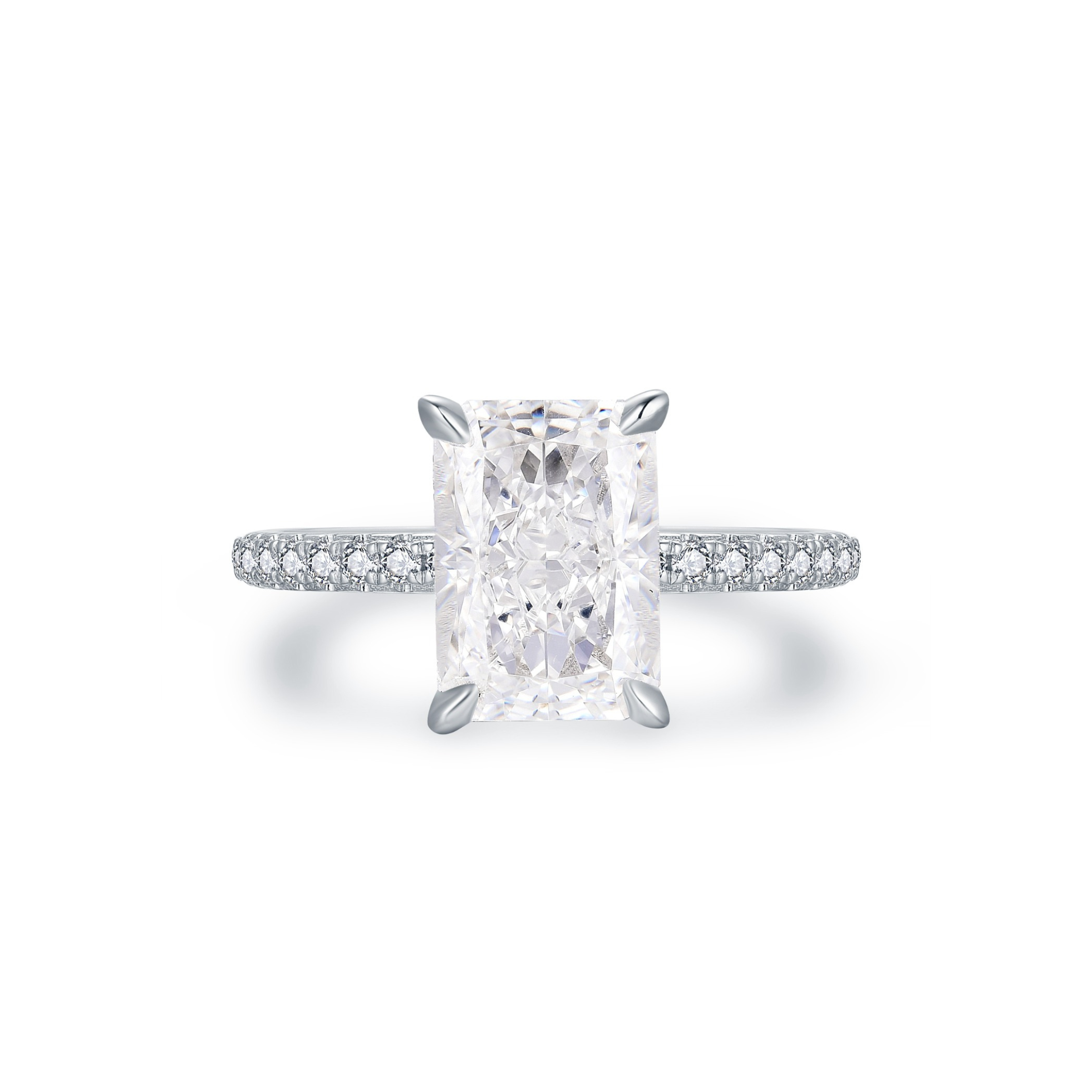 Handcrafted radiant cut pavé ring – gold and silver stacking band for everyday wear