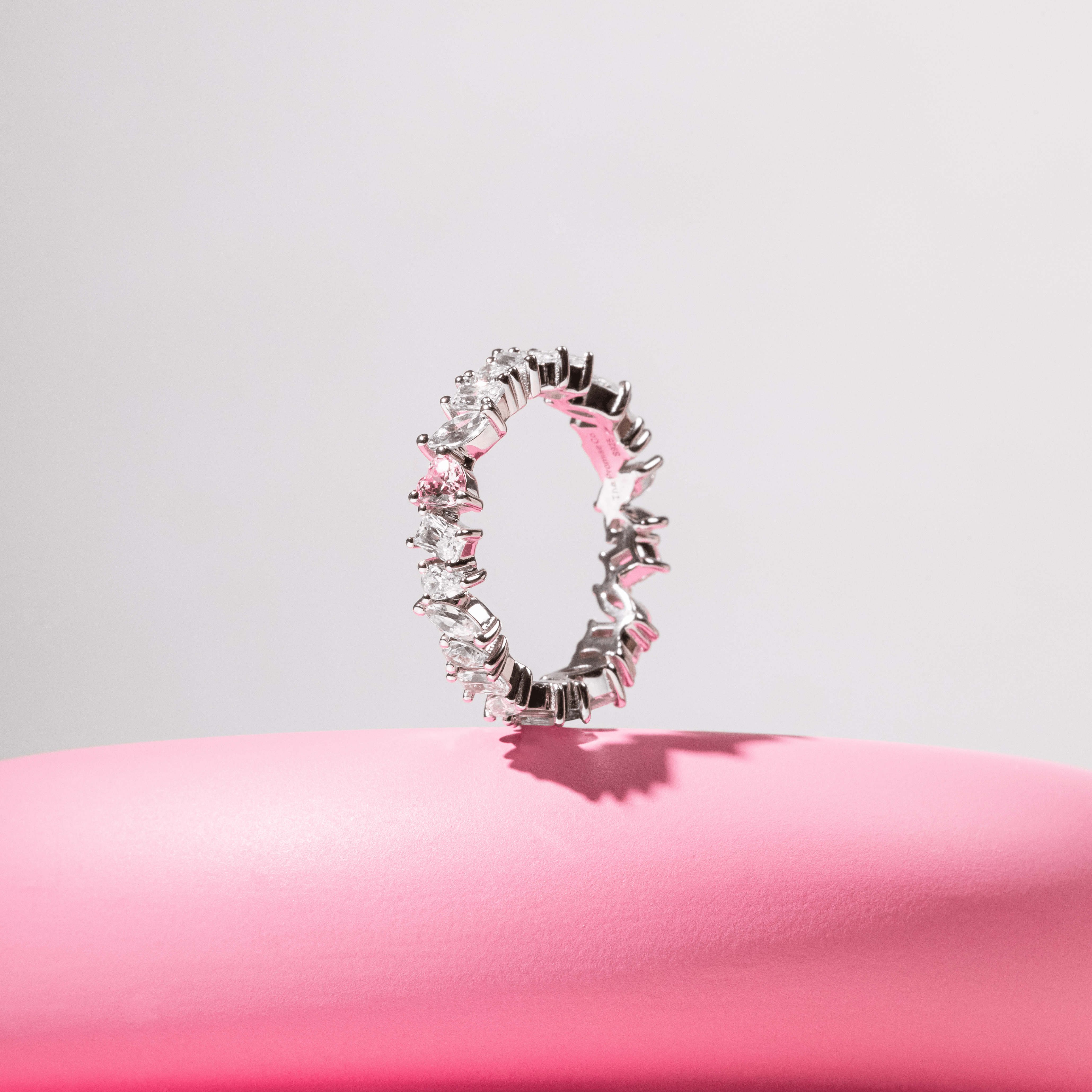 Mixed Stone Pink Heart Eternity Band