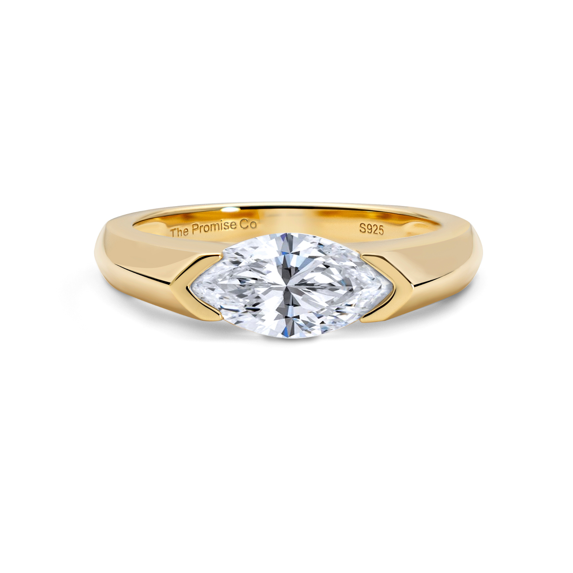 East West Half Bezel Marquise Ring elegant as a bestie ring or pinky promise ring