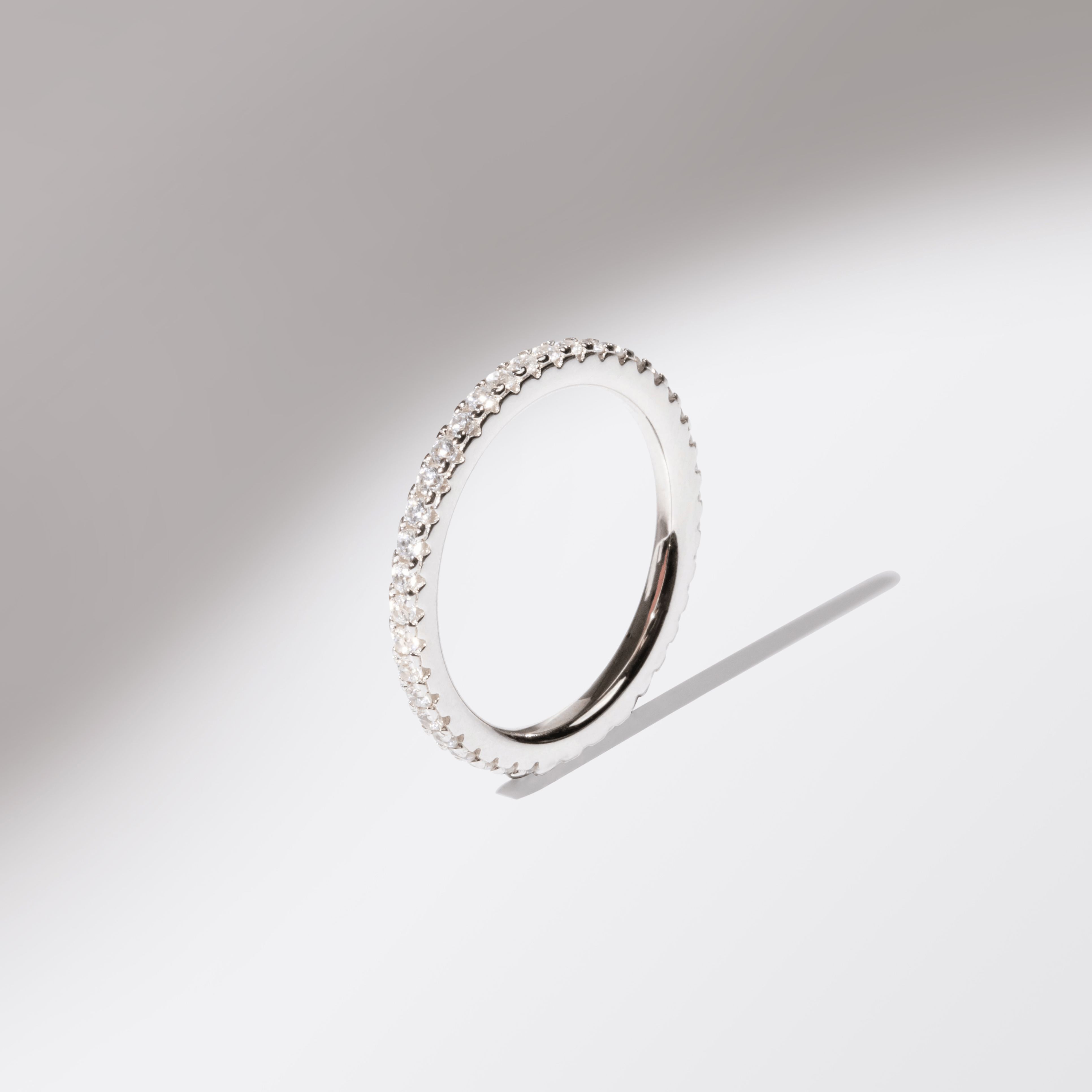 Affordable gold and silver eternity ring – delicate pavé band for everyday wear