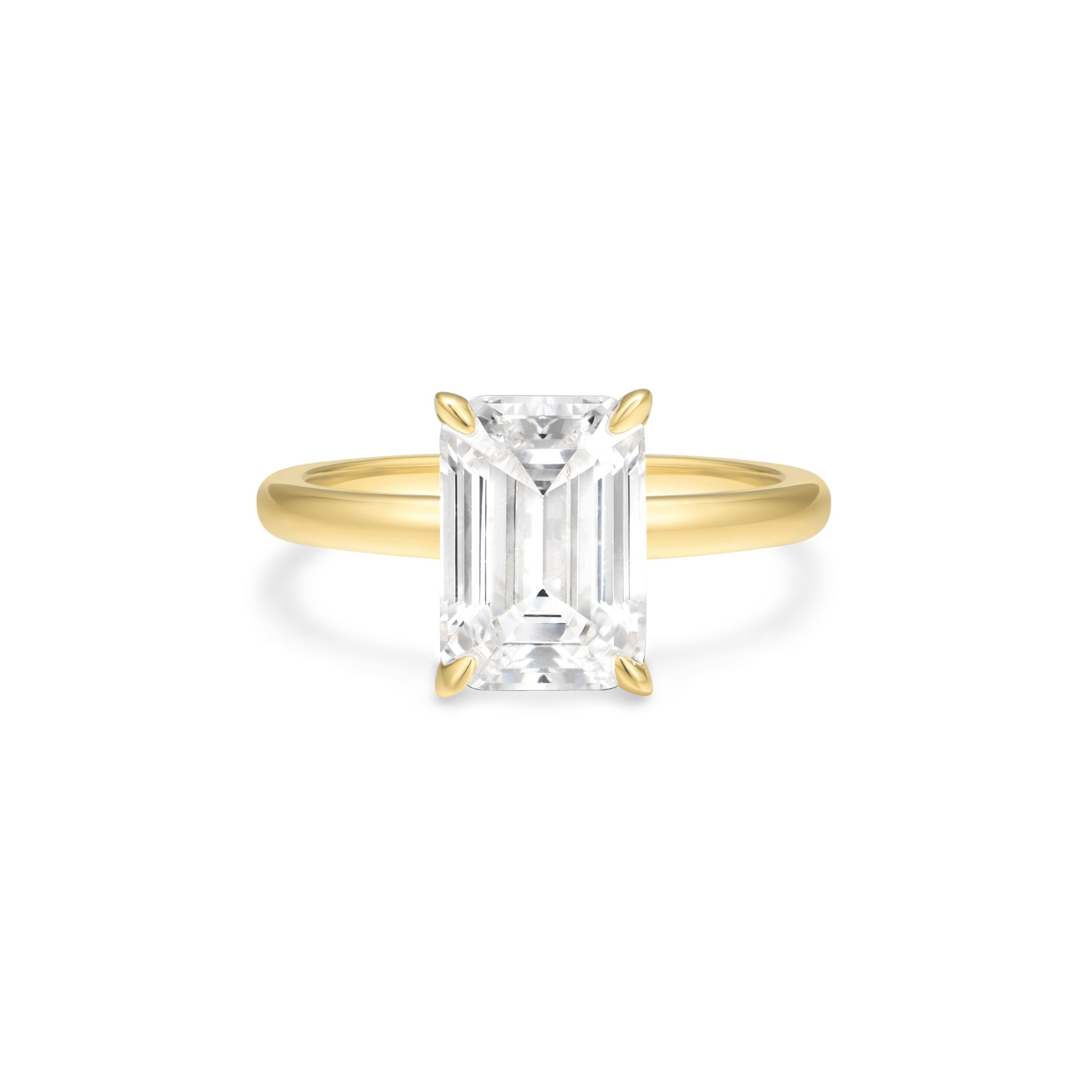 Emerald cut 3ct diamond simulant solitaire promise ring in 18ct gold vermeil