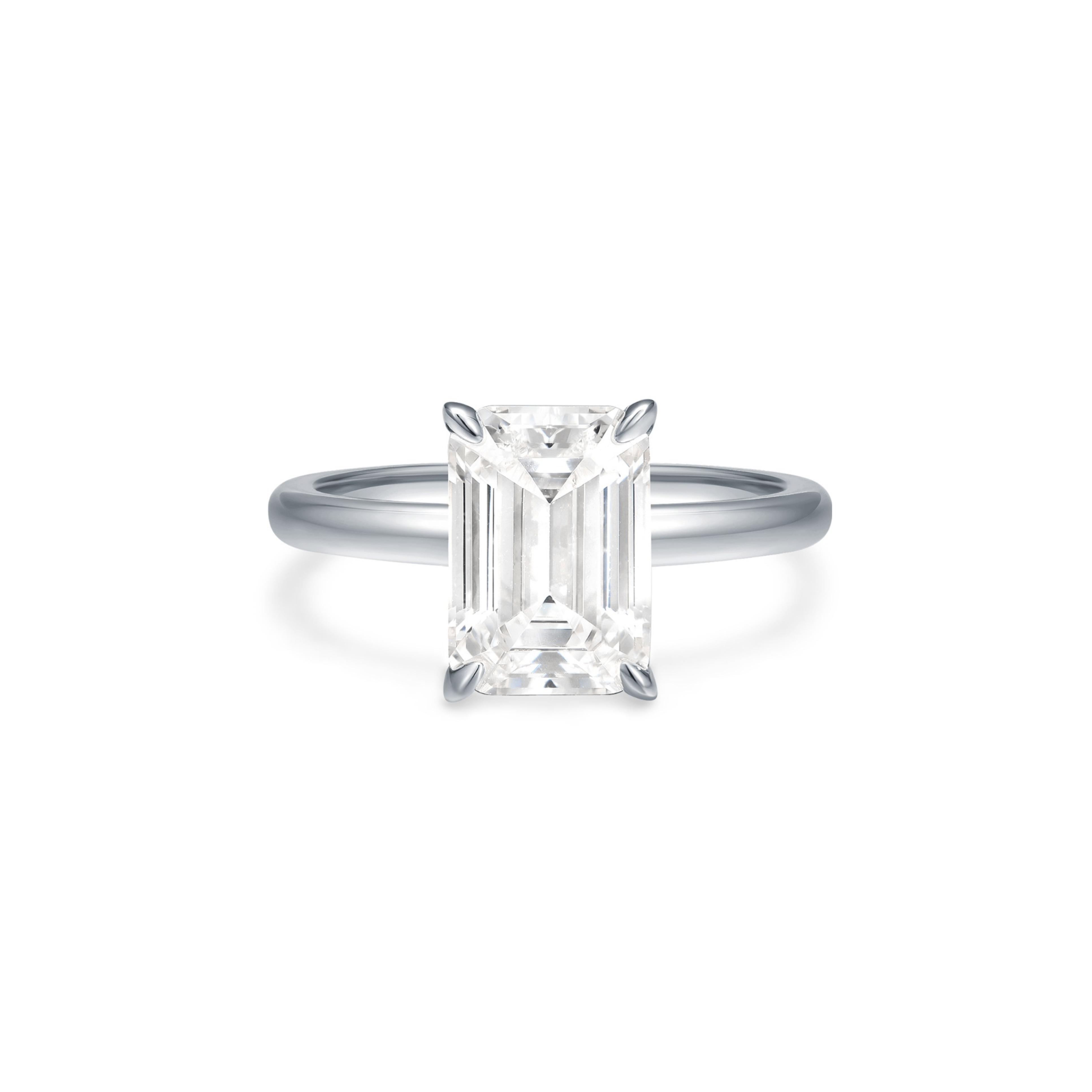 Emerald cut 3ct diamond simulant solitaire promise ring in Sterling Silver