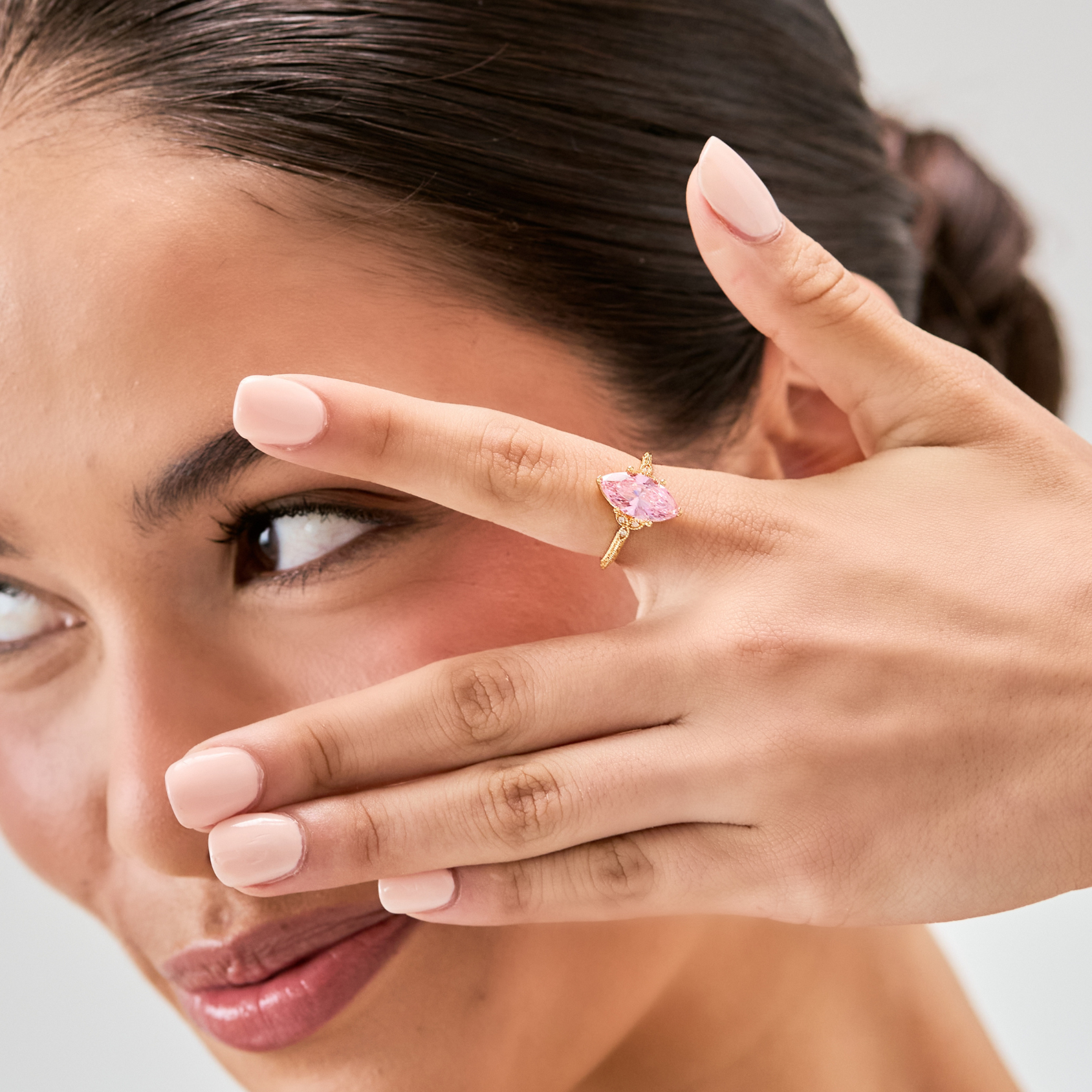 Pink Marquise Promise Ring