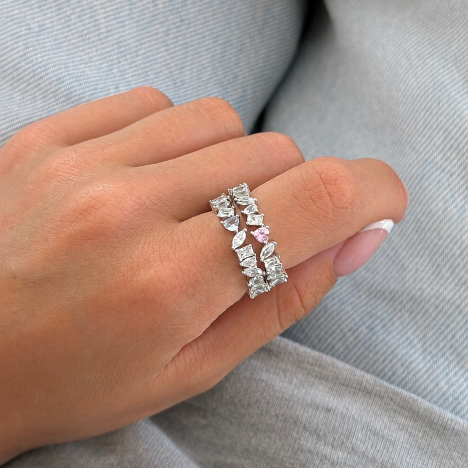 Blue Heart Cluster Band