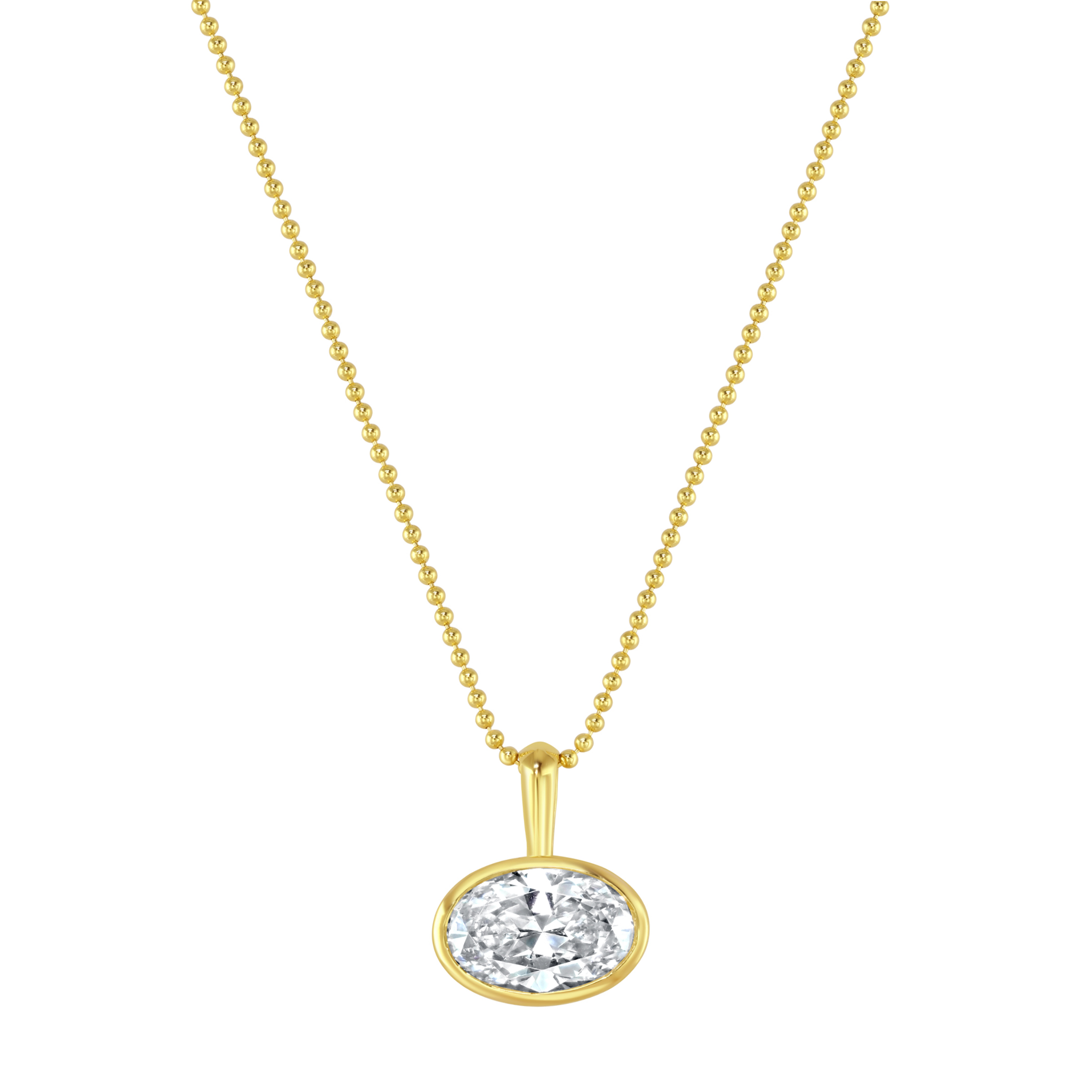 Moissanite Oval Bezel Necklace
