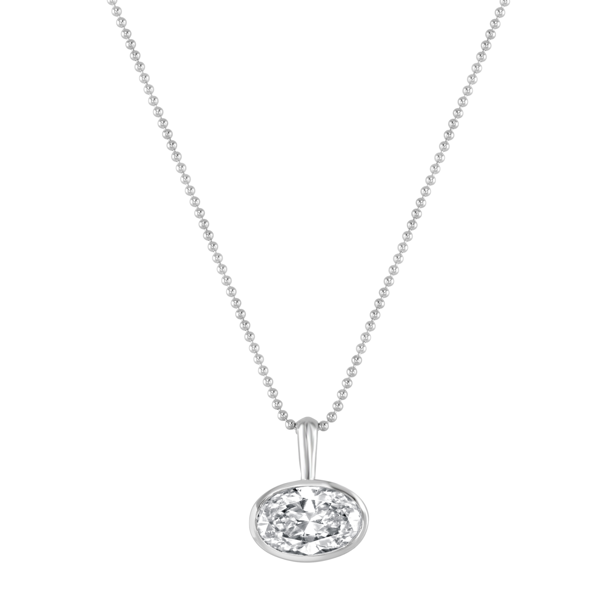 Moissanite Oval Bezel Necklace