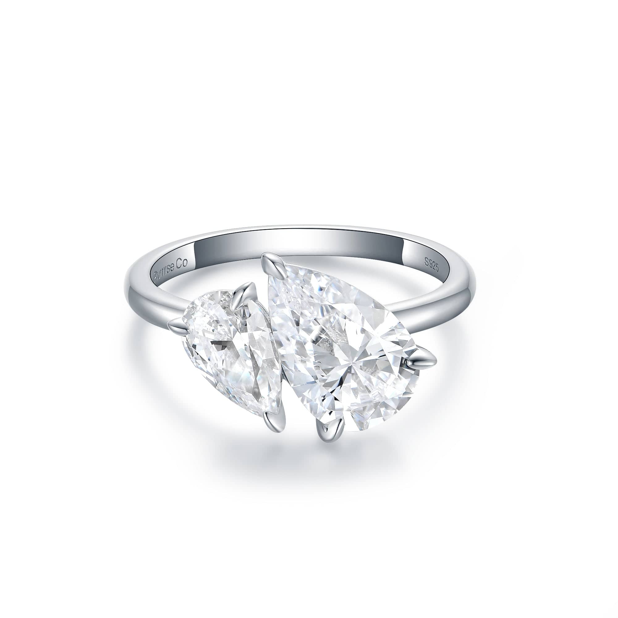 Pear cut gold promise ring for her – affordable toi et moi style with modern twist