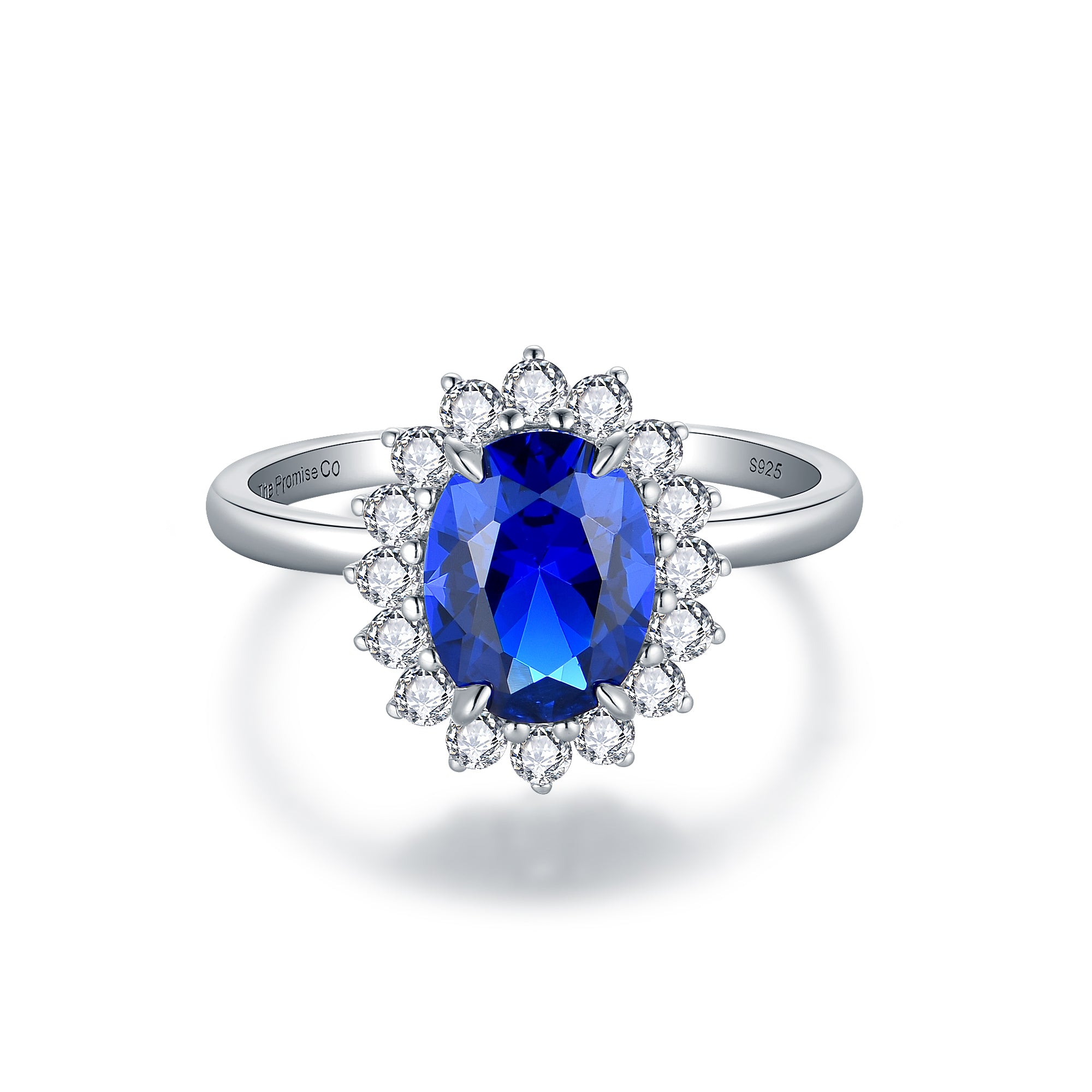 Diana-inspired sapphire and silver cluster ring – affordable gift for her