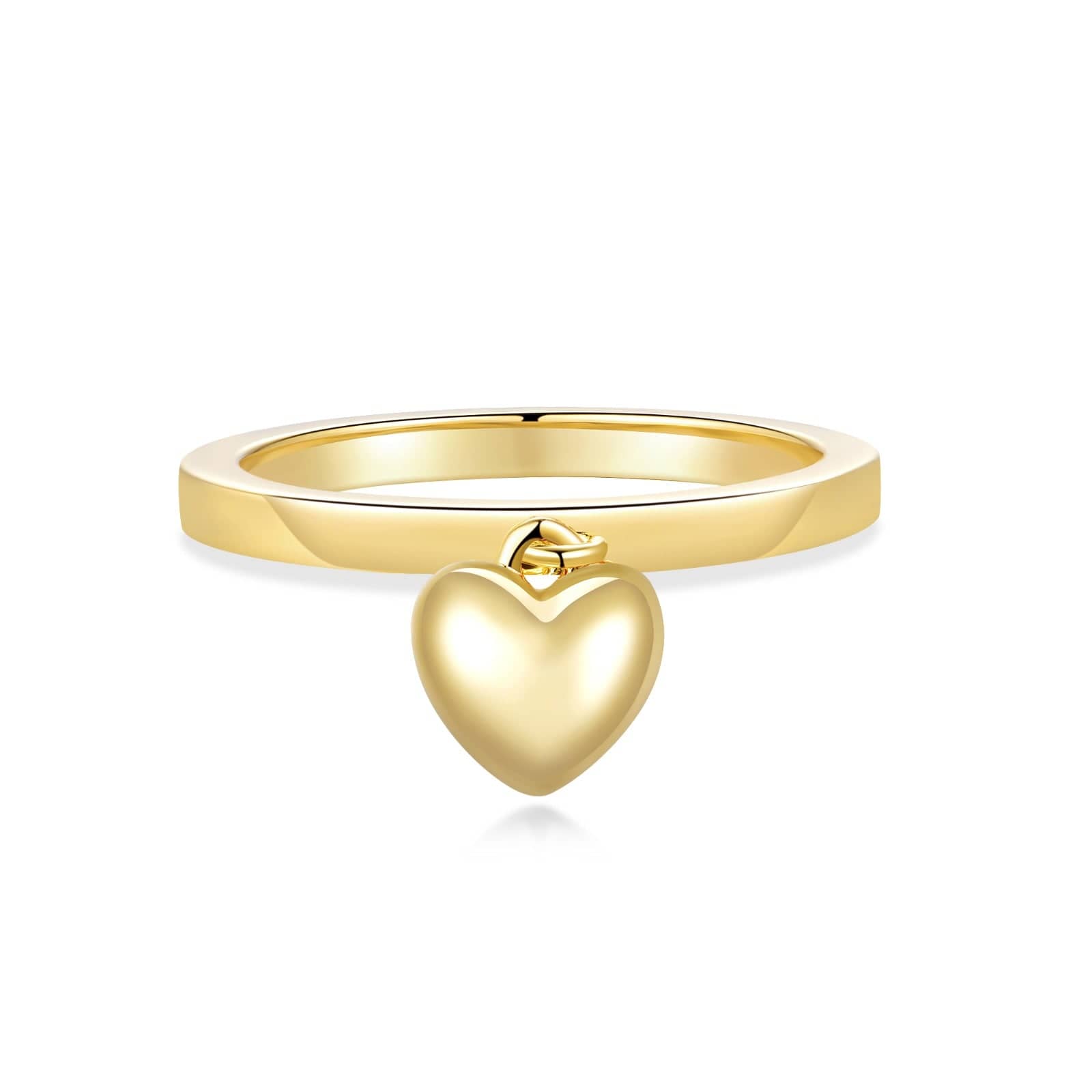 Dangle Heart Charm Ring, 18ct Gold vermeil unique ring for her.