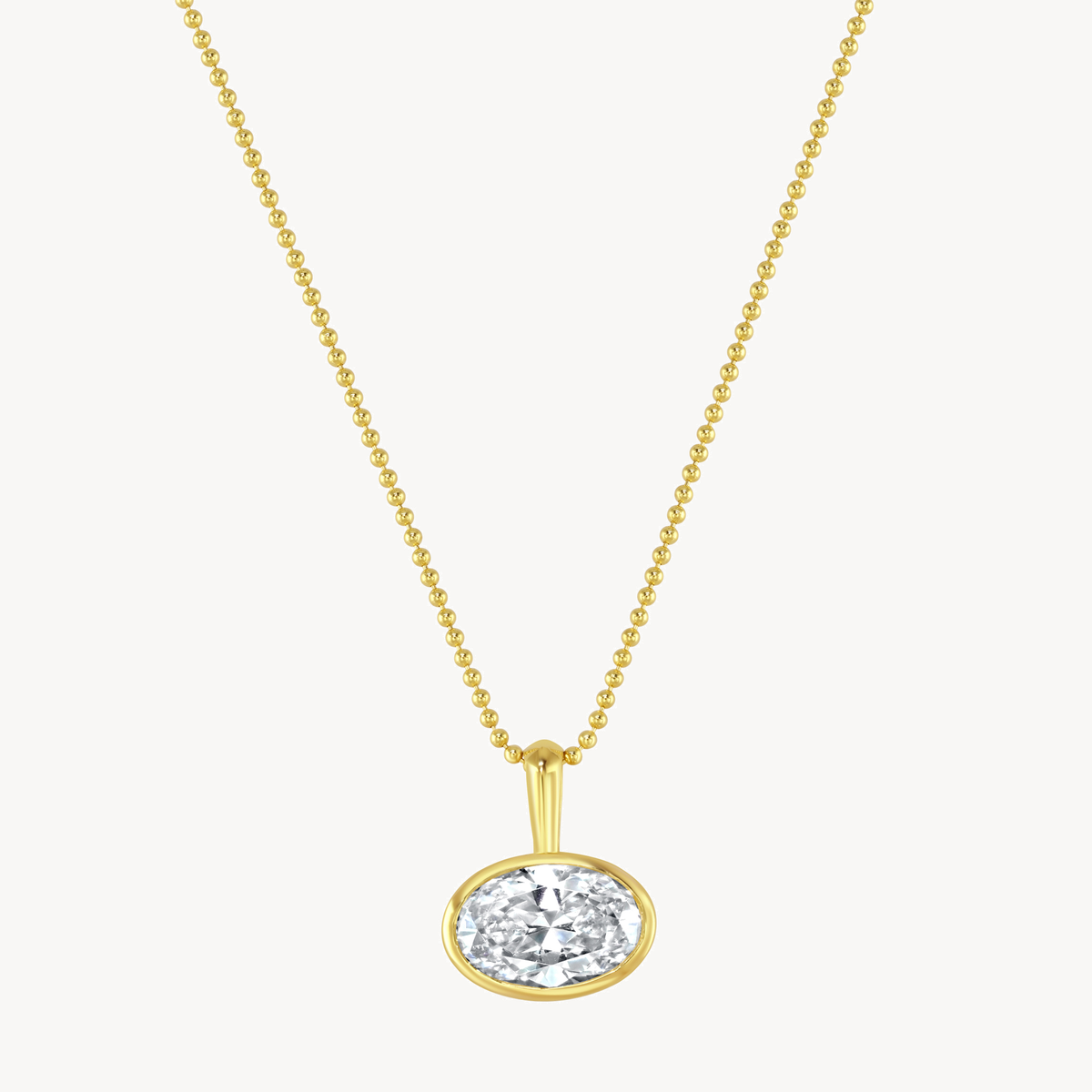 Moissanite Oval Bezel Necklace