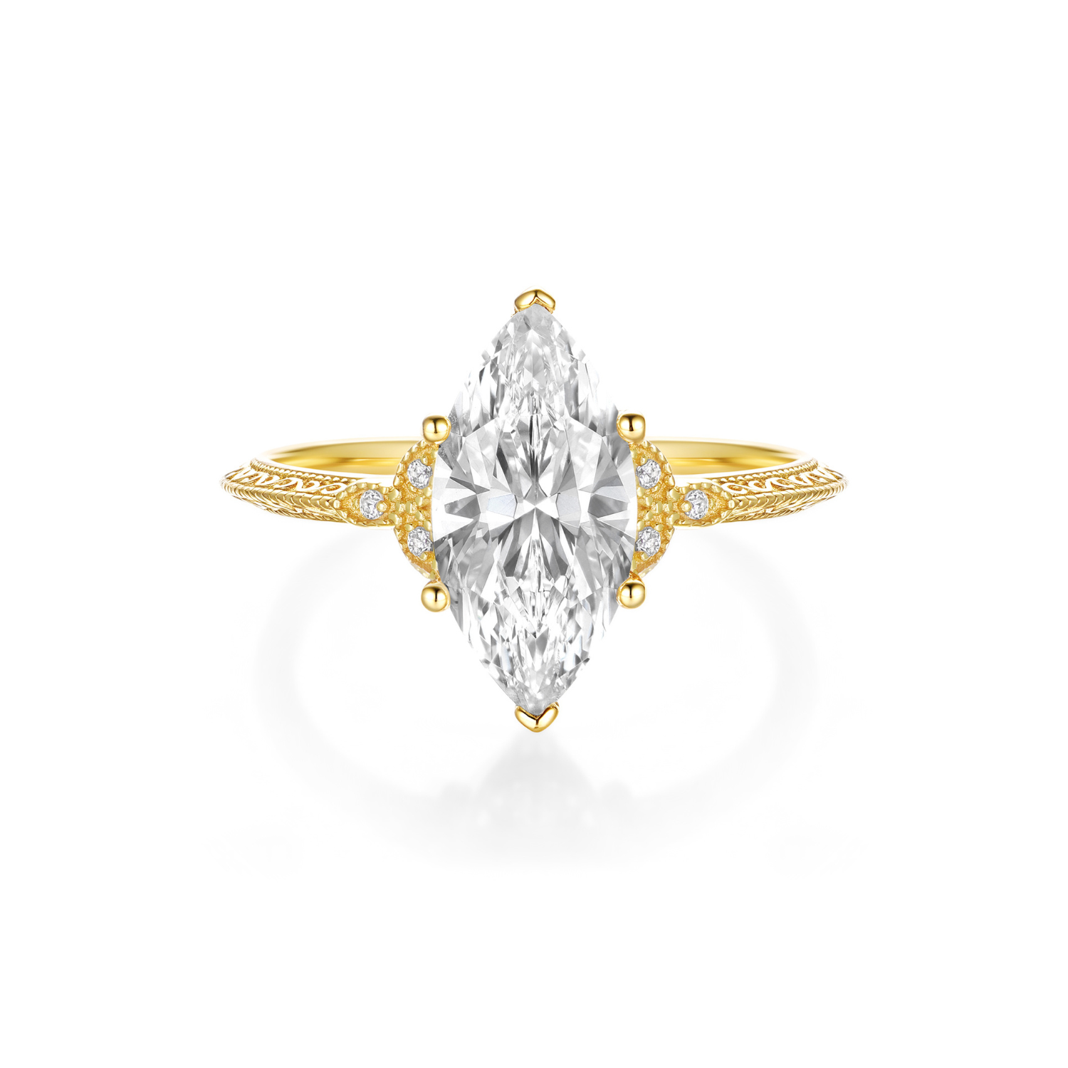 Marquise Engraved Band Promise Ring