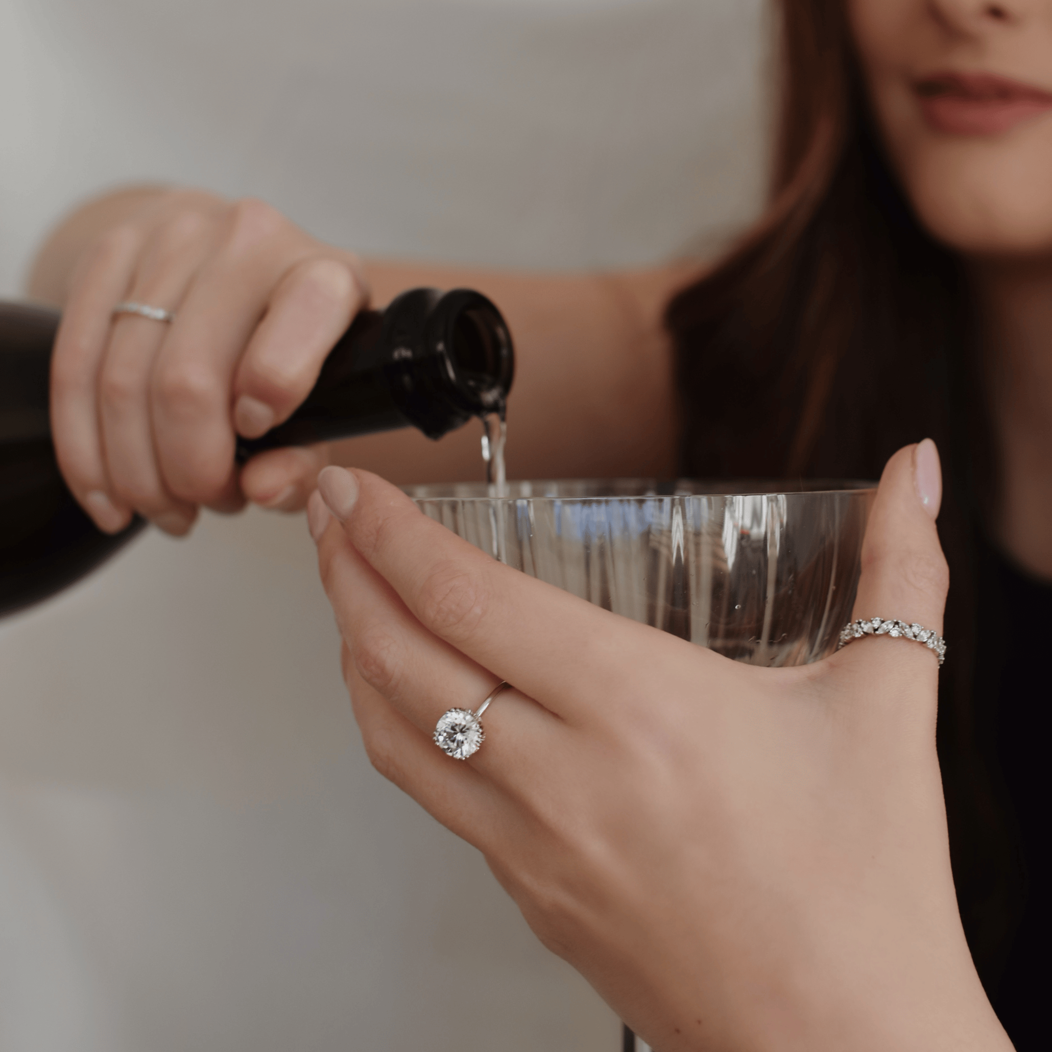 The Promise Ring Co. Circle Solitaire diamond simulant ring. Unique hidden halo. Shop in 18ct Gold or Sterling Silver.