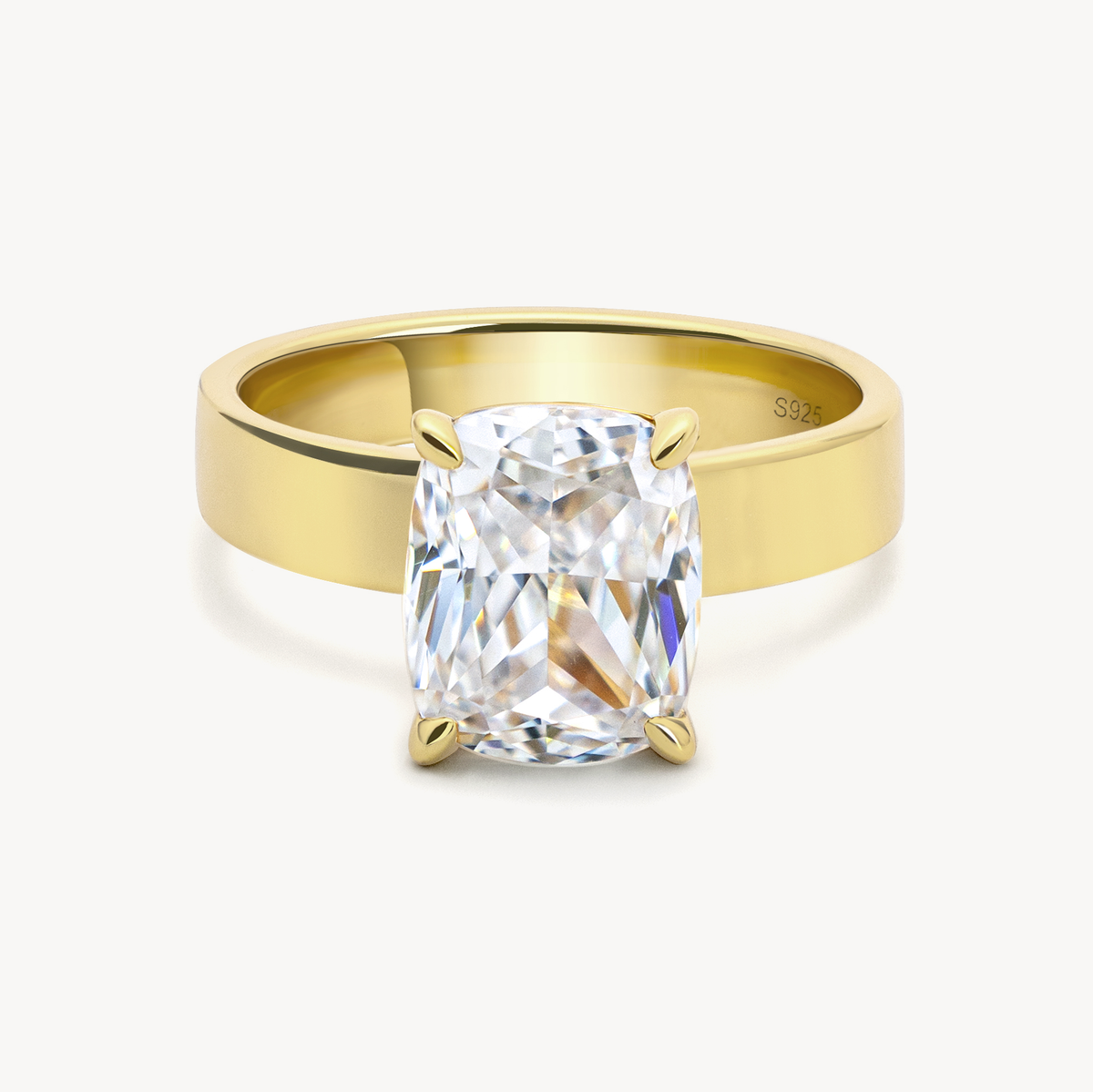 Cushion Cut Cigar Band Ring