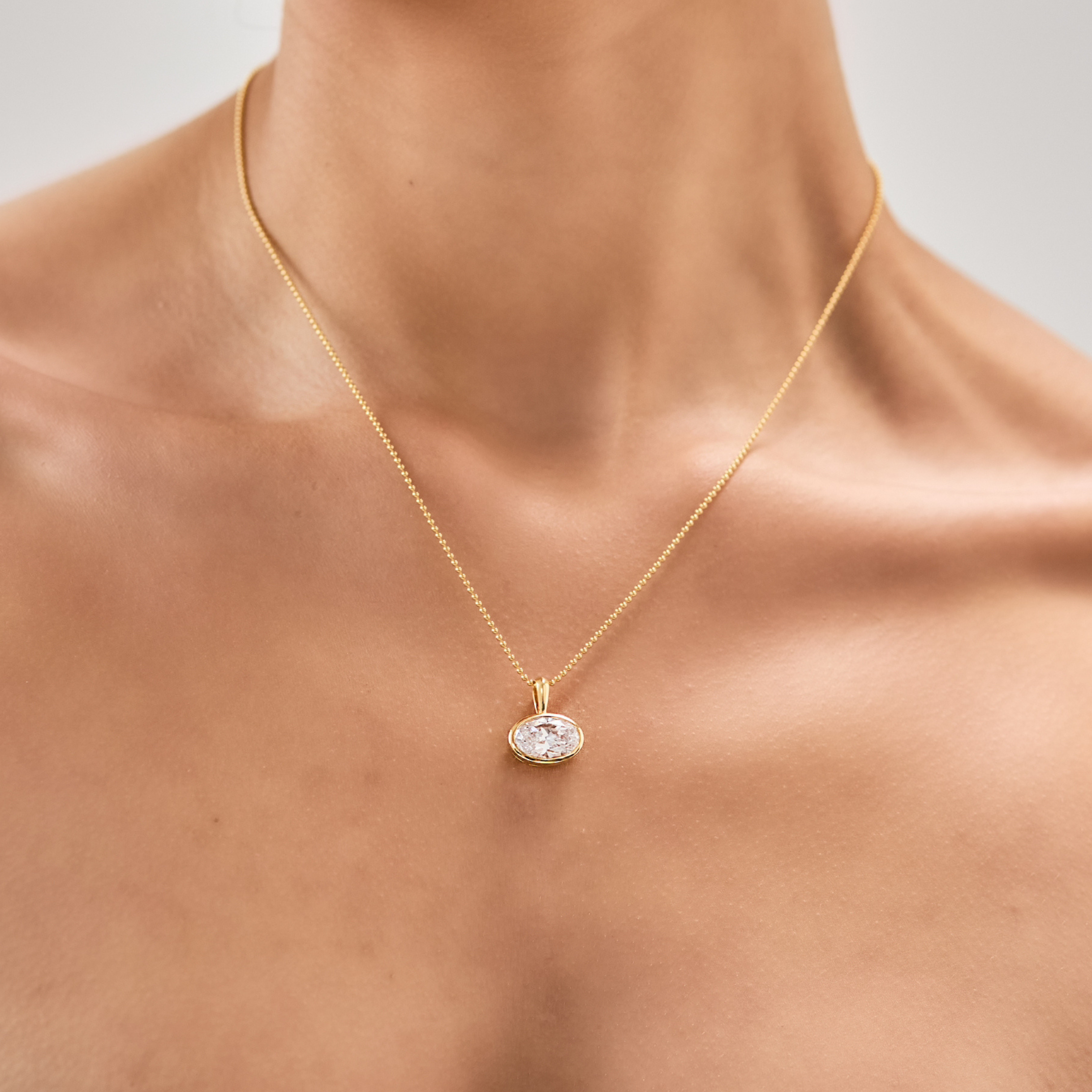 Moissanite Oval Bezel Necklace