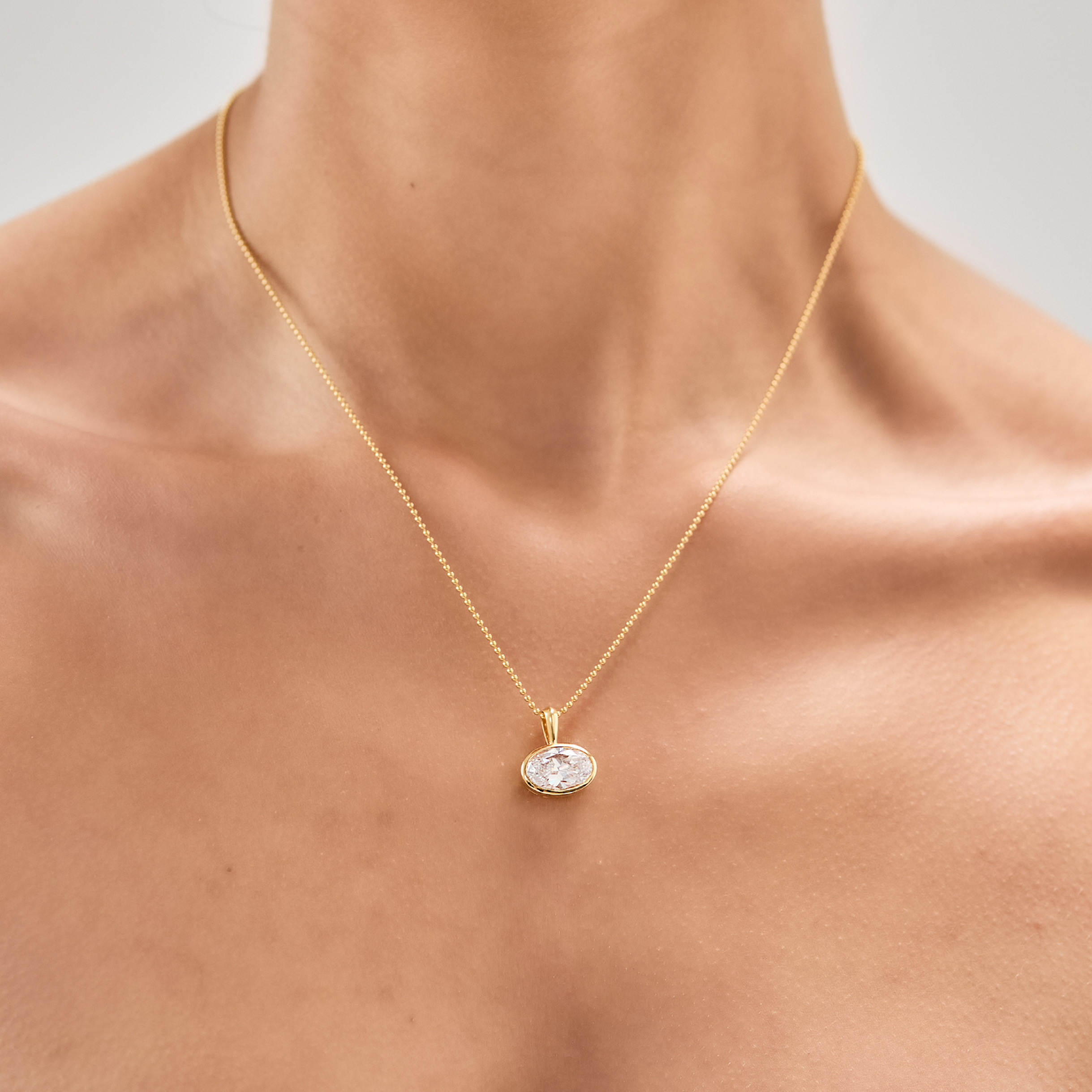 Moissanite Oval Bezel Necklace
