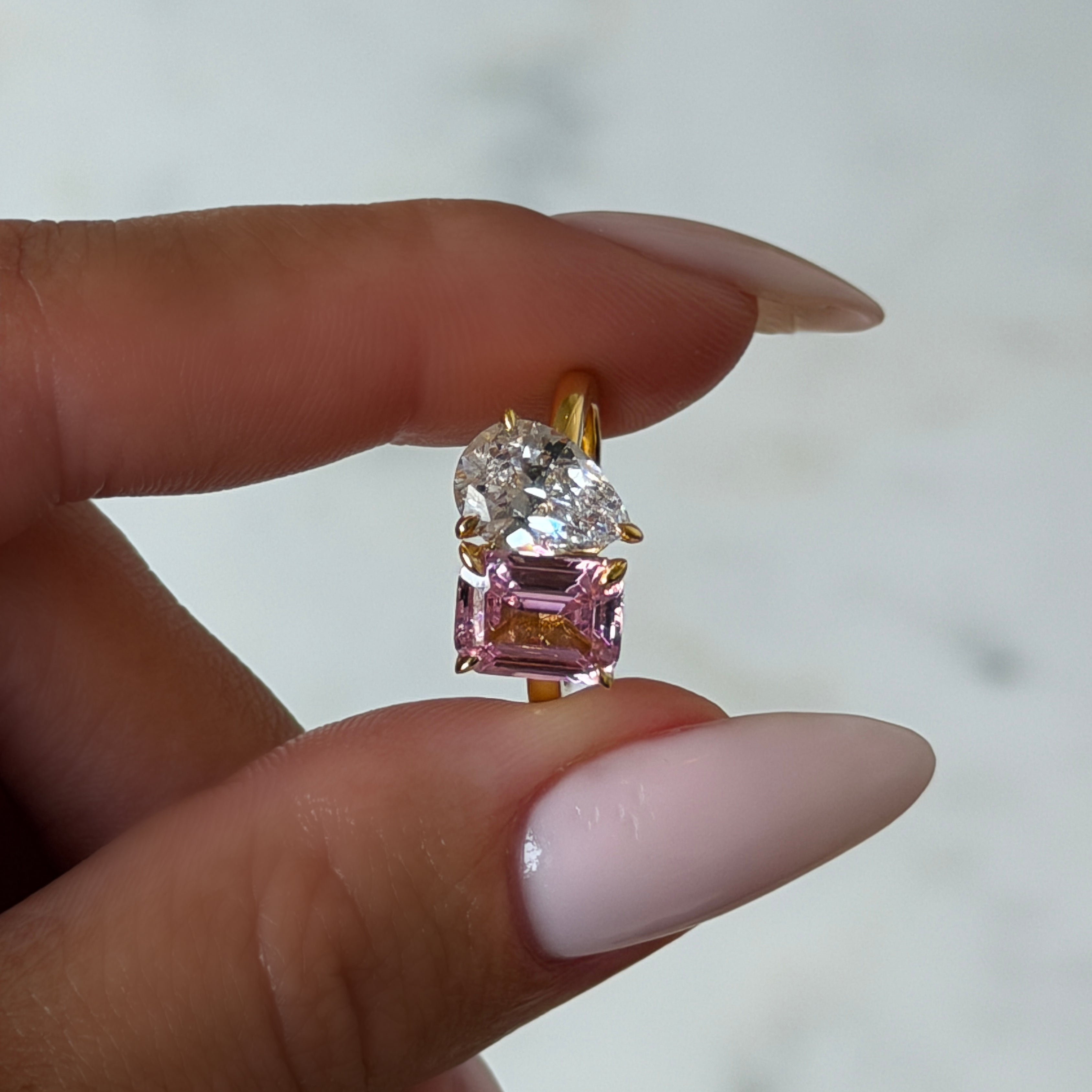Promise Pink Toi et Moi Ring