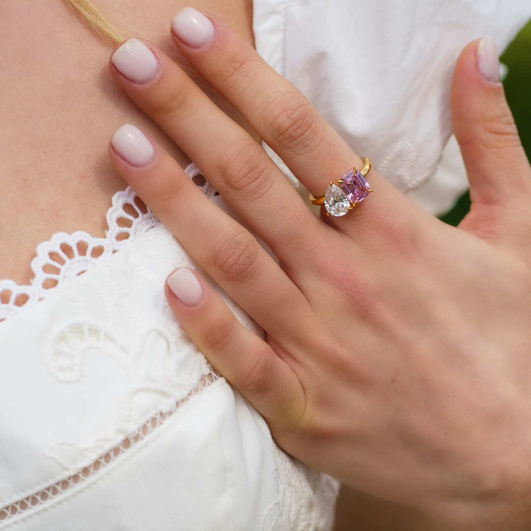 Promise Pink Toi et Moi Ring
