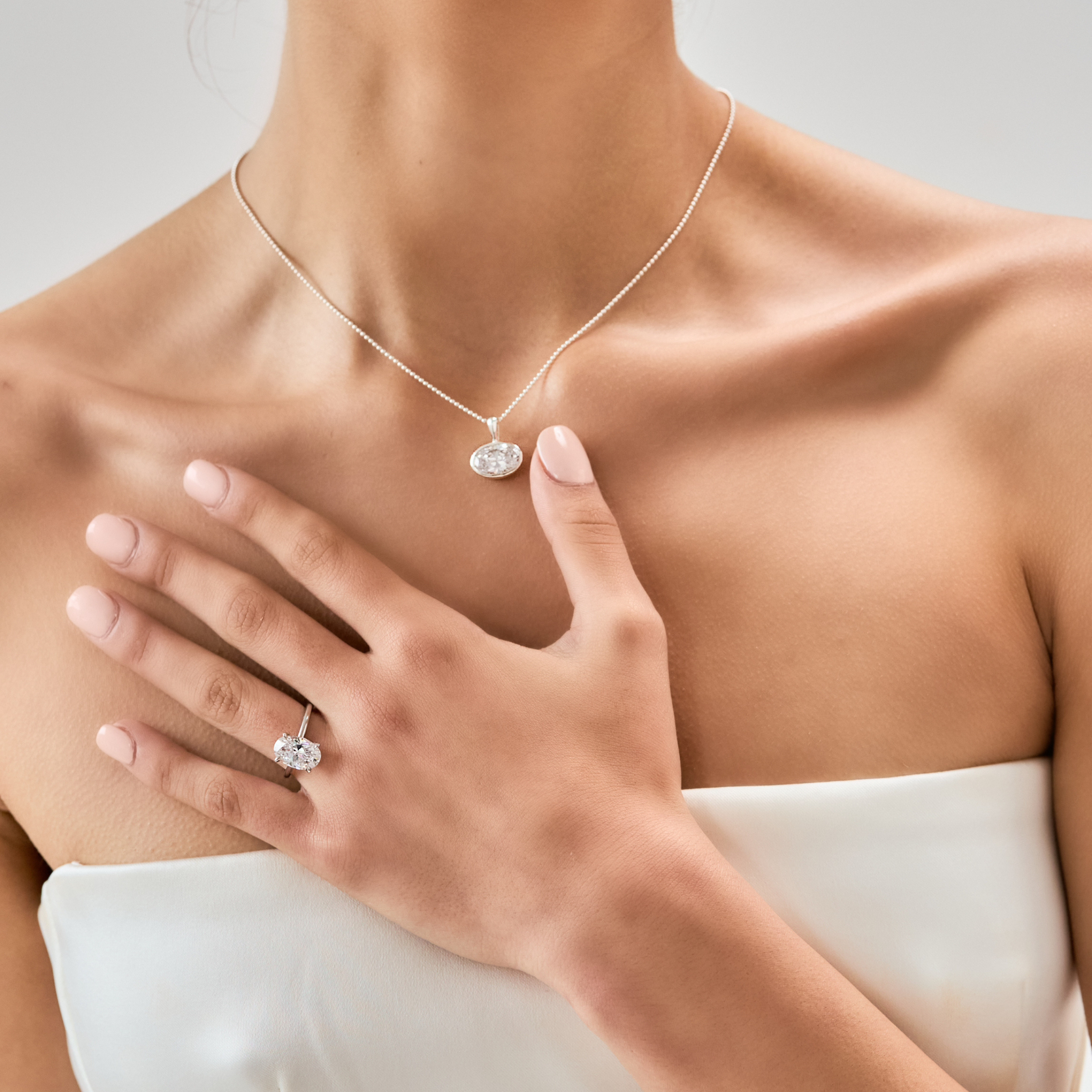 Moissanite Oval Bezel Necklace