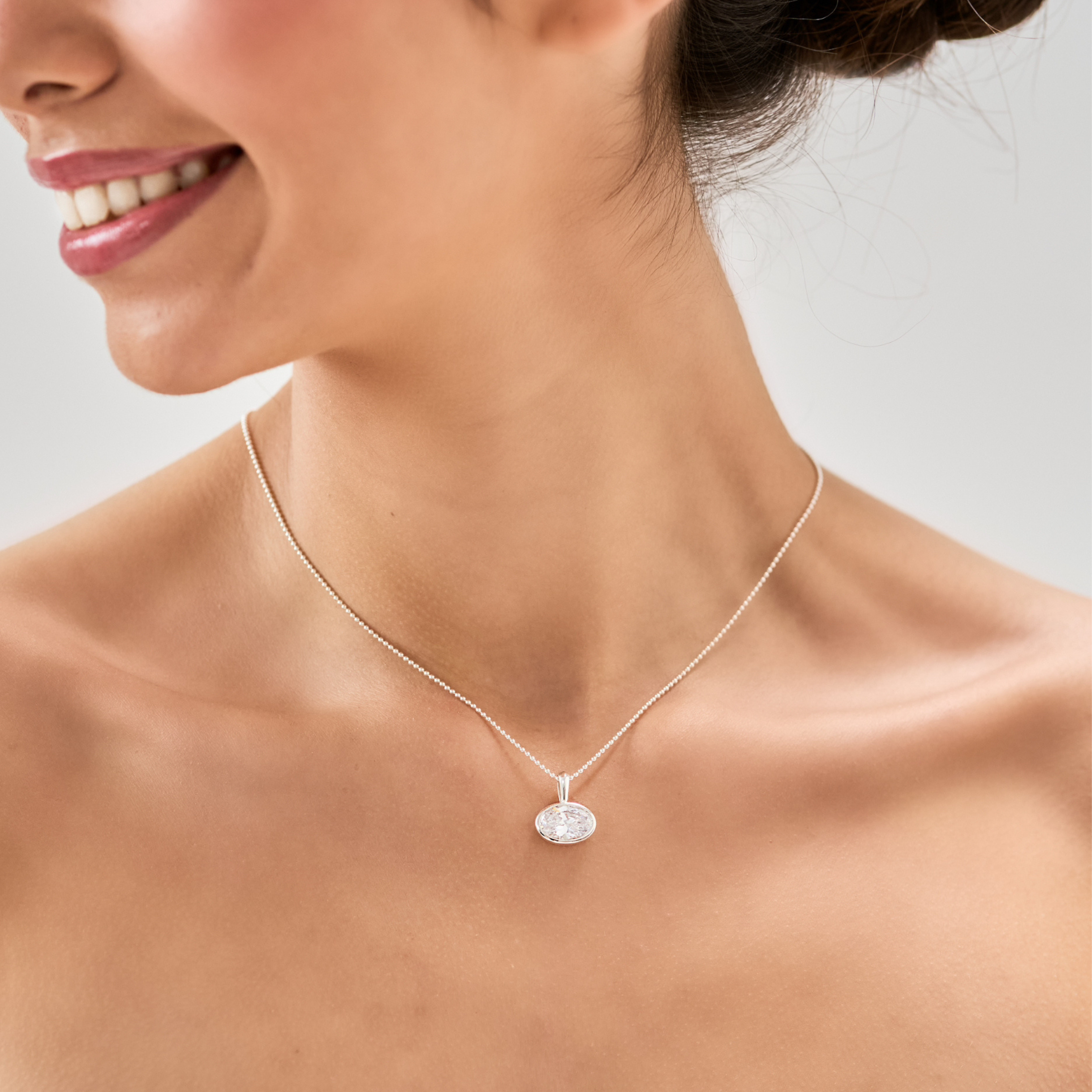 Moissanite Oval Bezel Necklace