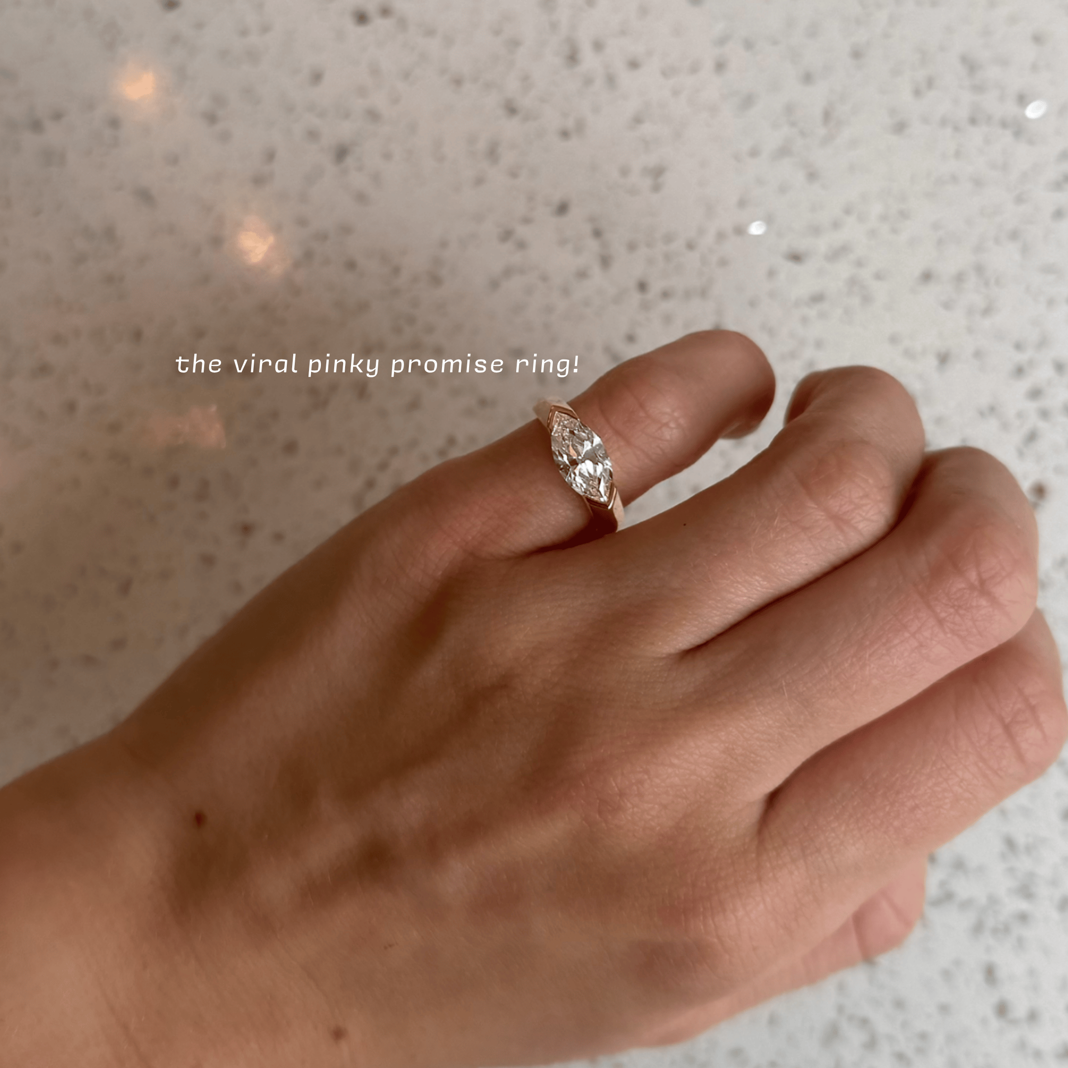 East West Half Bezel Marquise Pinky Ring