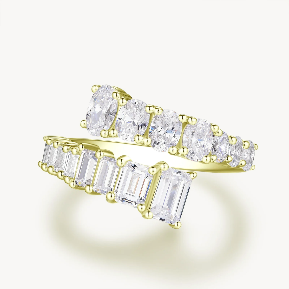 Promise Oval & Emerald Cut Wrap Ring