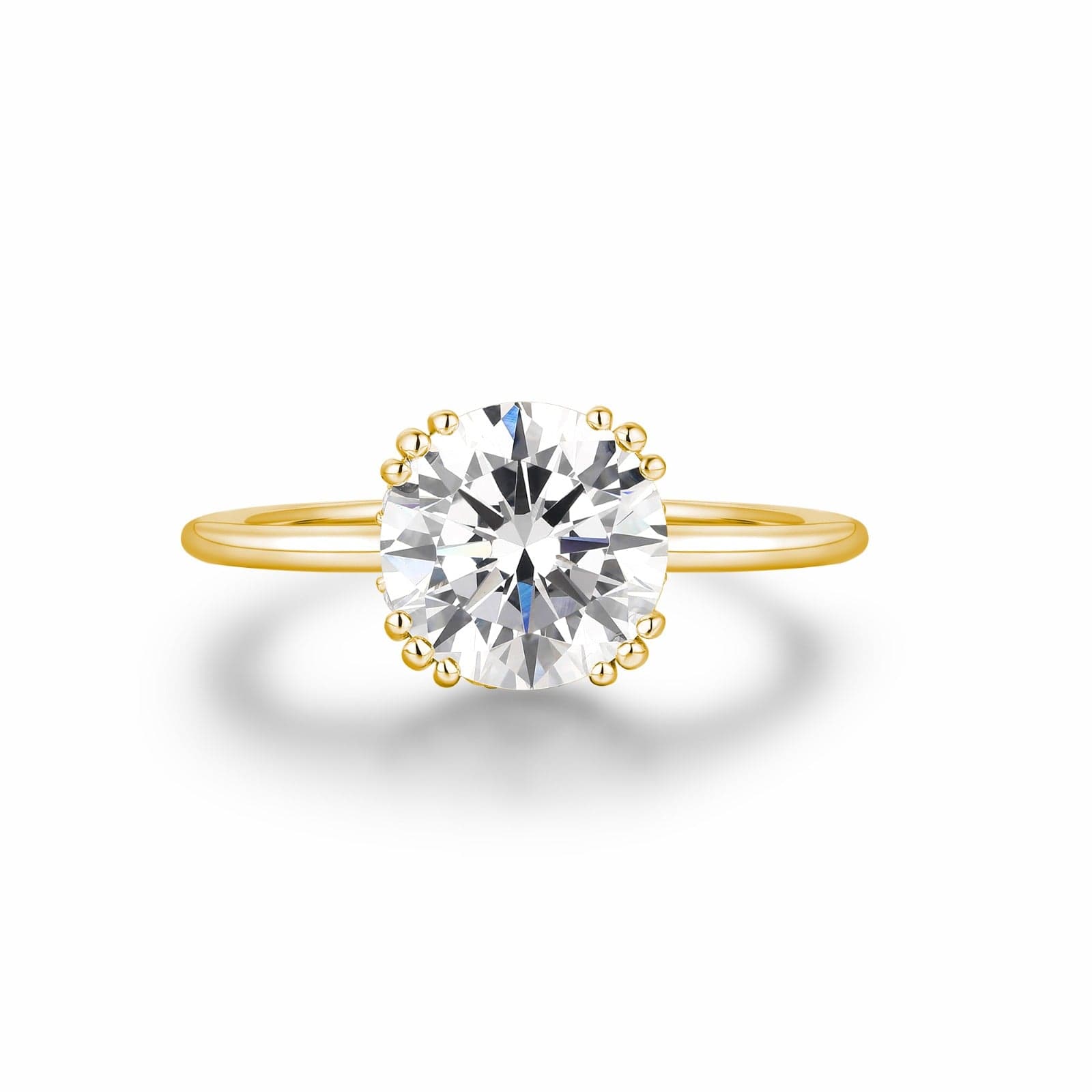 The Promise Ring Co. Circle Solitaire diamond simulant ring. Unique hidden halo. Shop in 18ct Gold