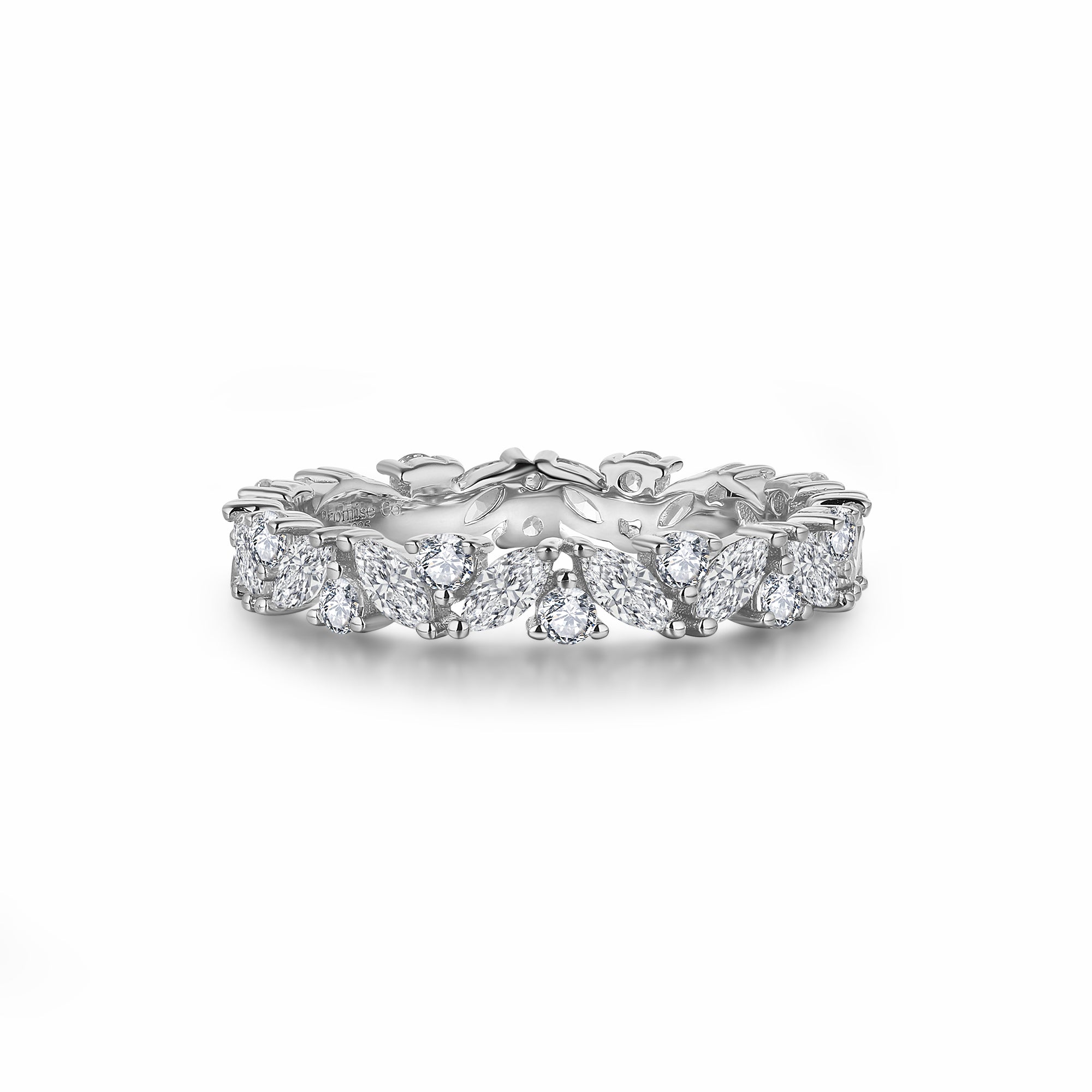 The Promise Ring Co. Cluster band diamond simulant ring. In Sterling Silver. Promise Cluster Ring perfect stacking bands – meaningful gift for her