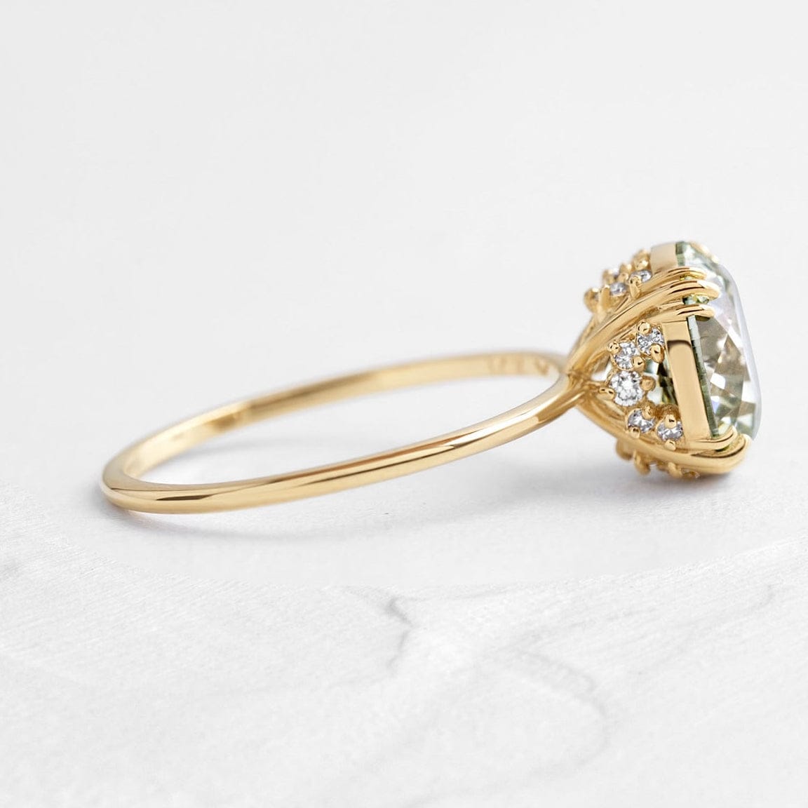 The Promise Ring Co. Circle Solitaire diamond simulant ring. Unique hidden halo. Shop in 18ct Gold or Sterling Silver.