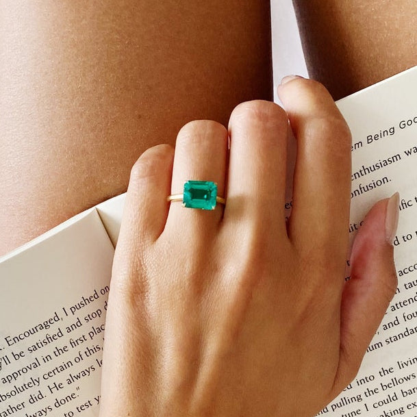 The Promise Ring Co. Emerald Green Promise Ring on 18ct Gold Vermeil Band