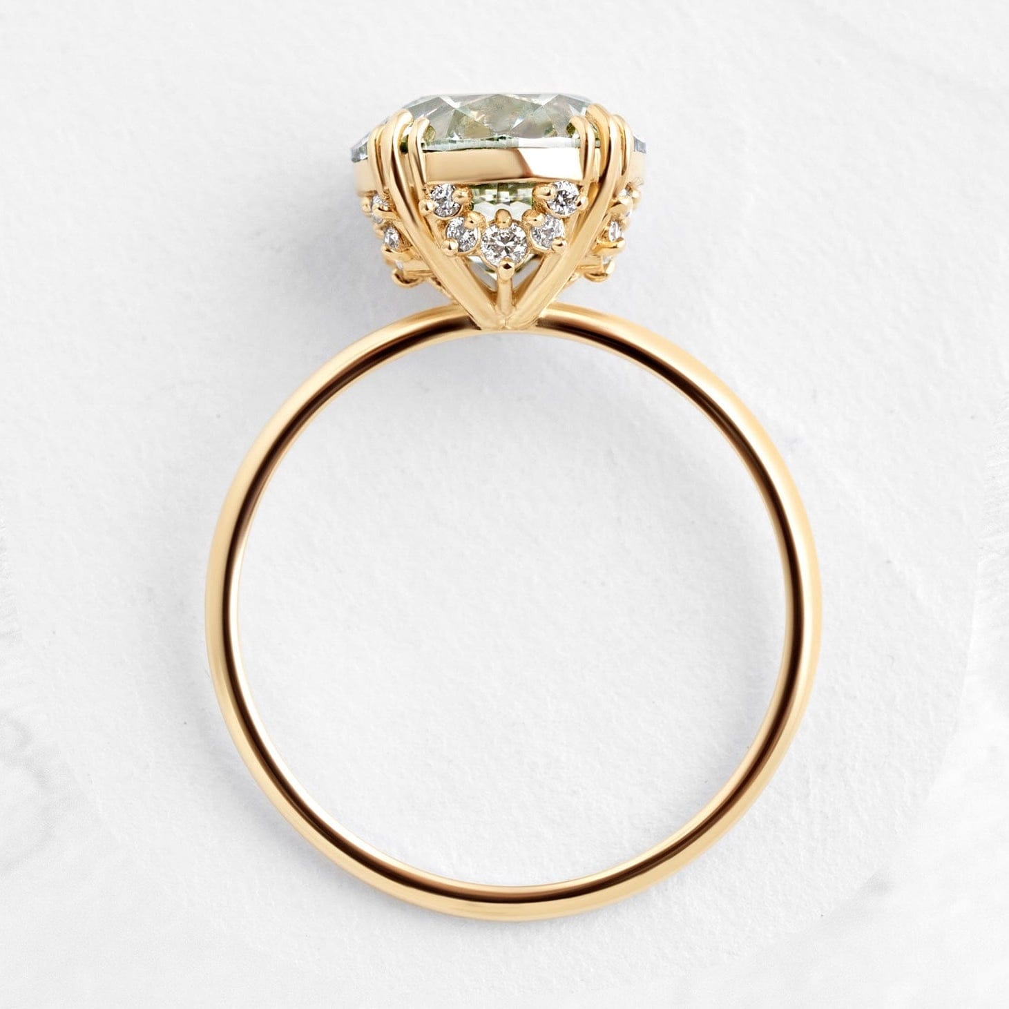 The Promise Ring Co. Circle Solitaire diamond simulant ring. Unique hidden halo. Shop in 18ct Gold or Sterling Silver.