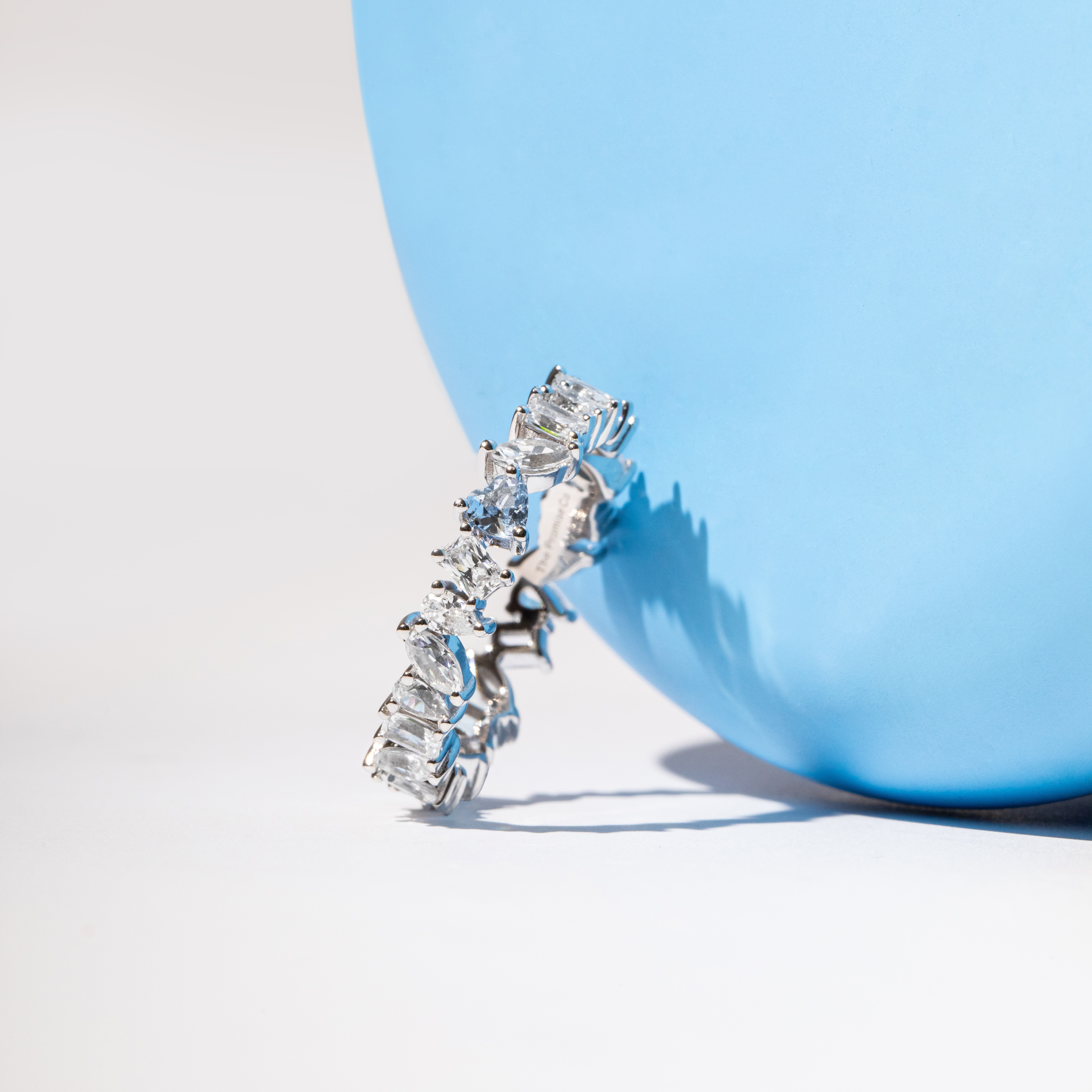 Mixed Stone Blue Heart Eternity Band