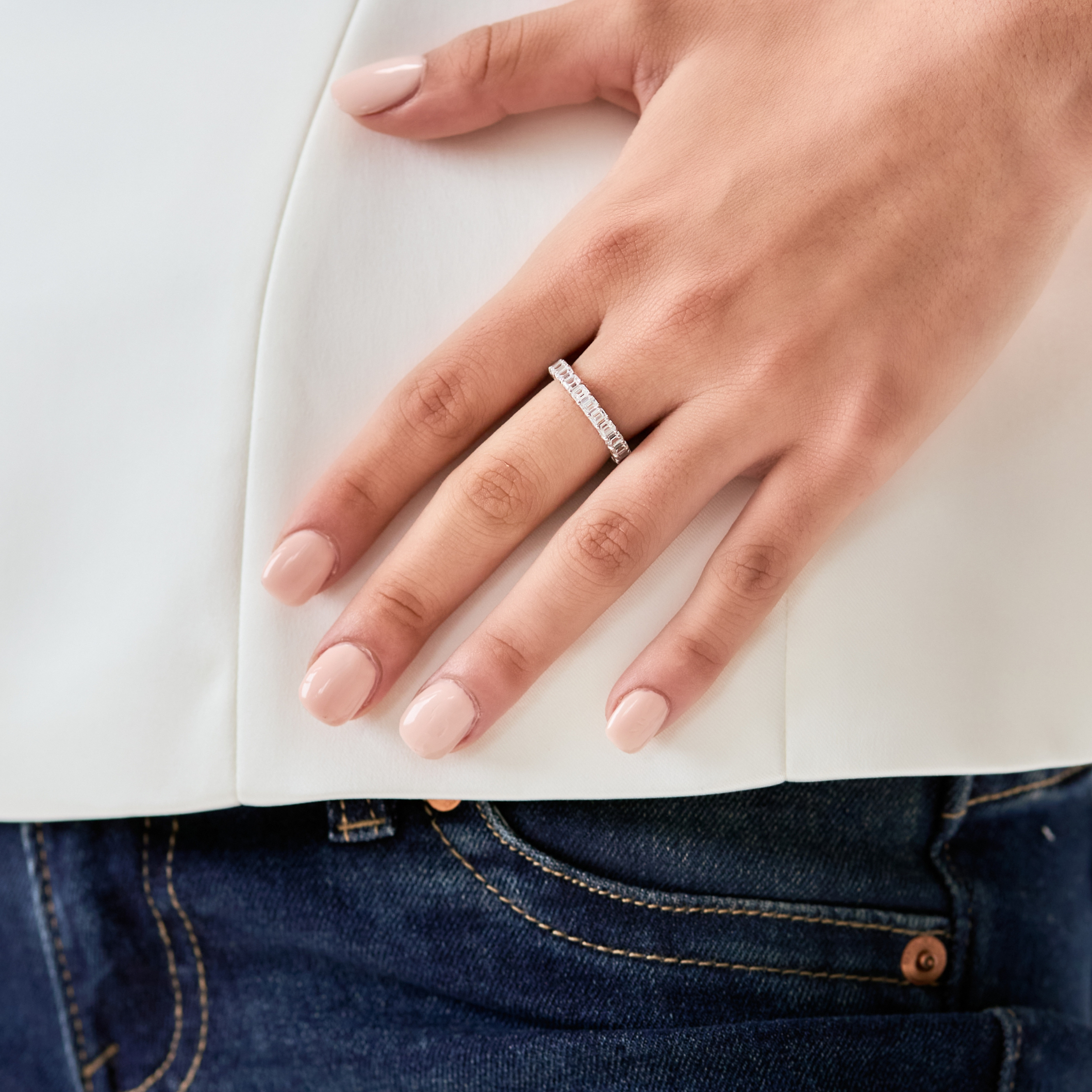 Emerald Cut Eternity Ring Band