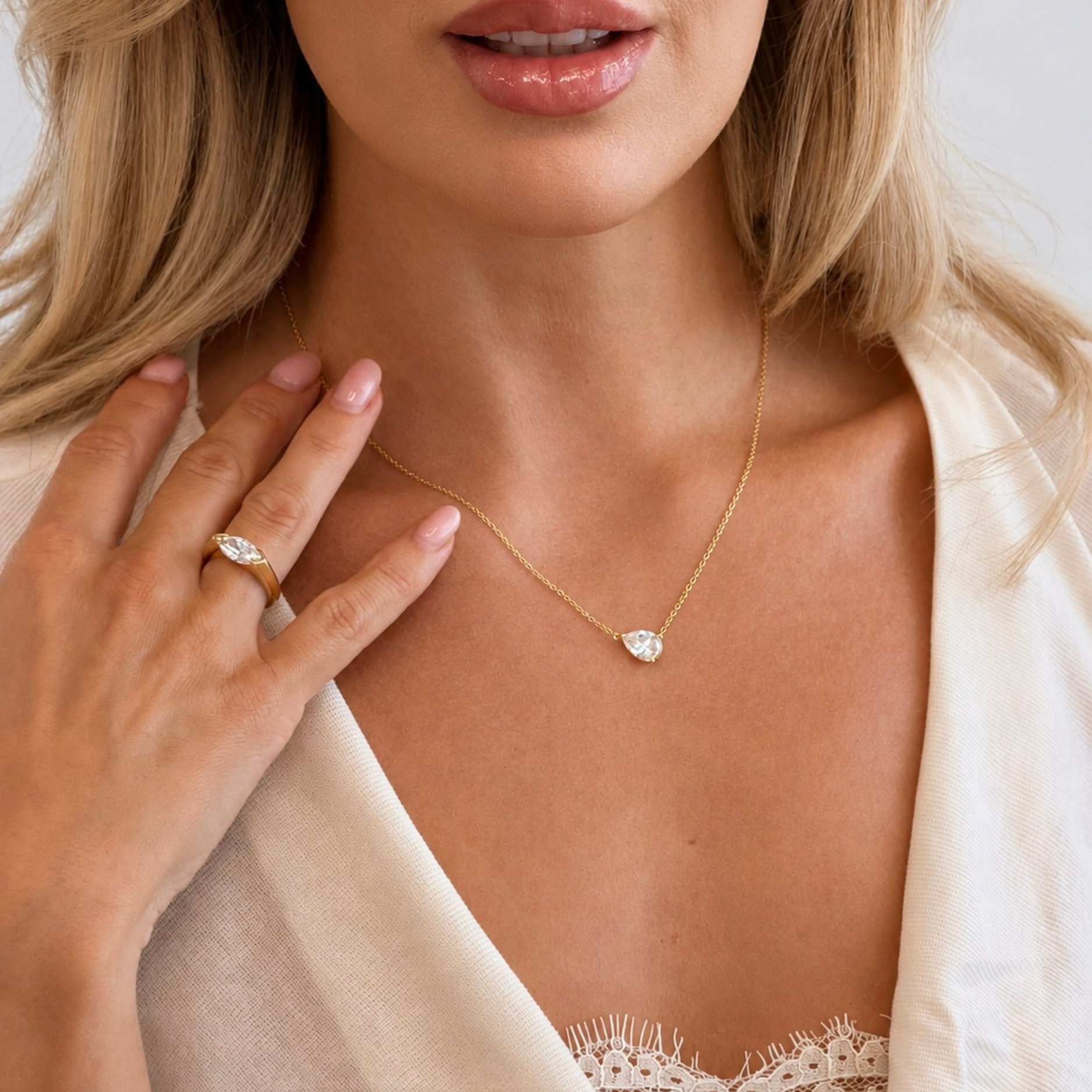 Pear Solitaire Necklace