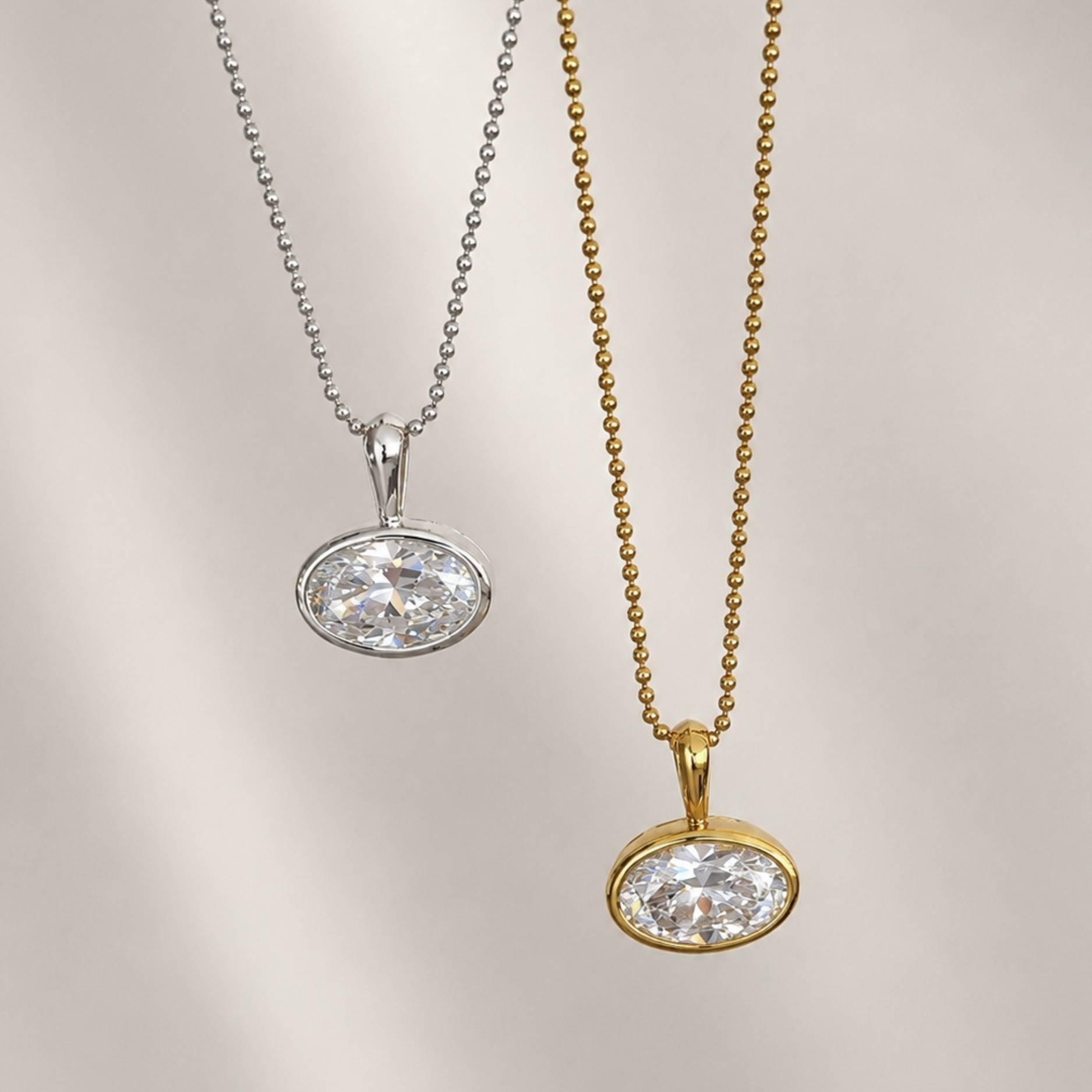 Moissanite Oval Bezel Necklace