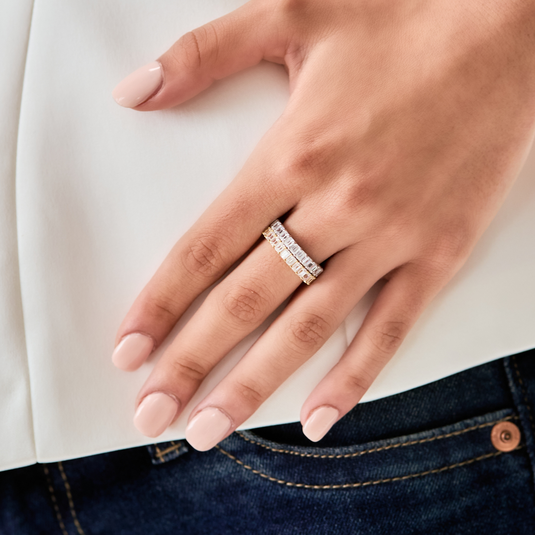 Emerald Cut Eternity Ring Band