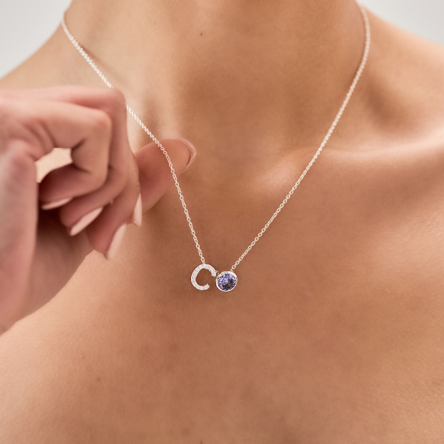 Custom Initial & Birthstone Necklace