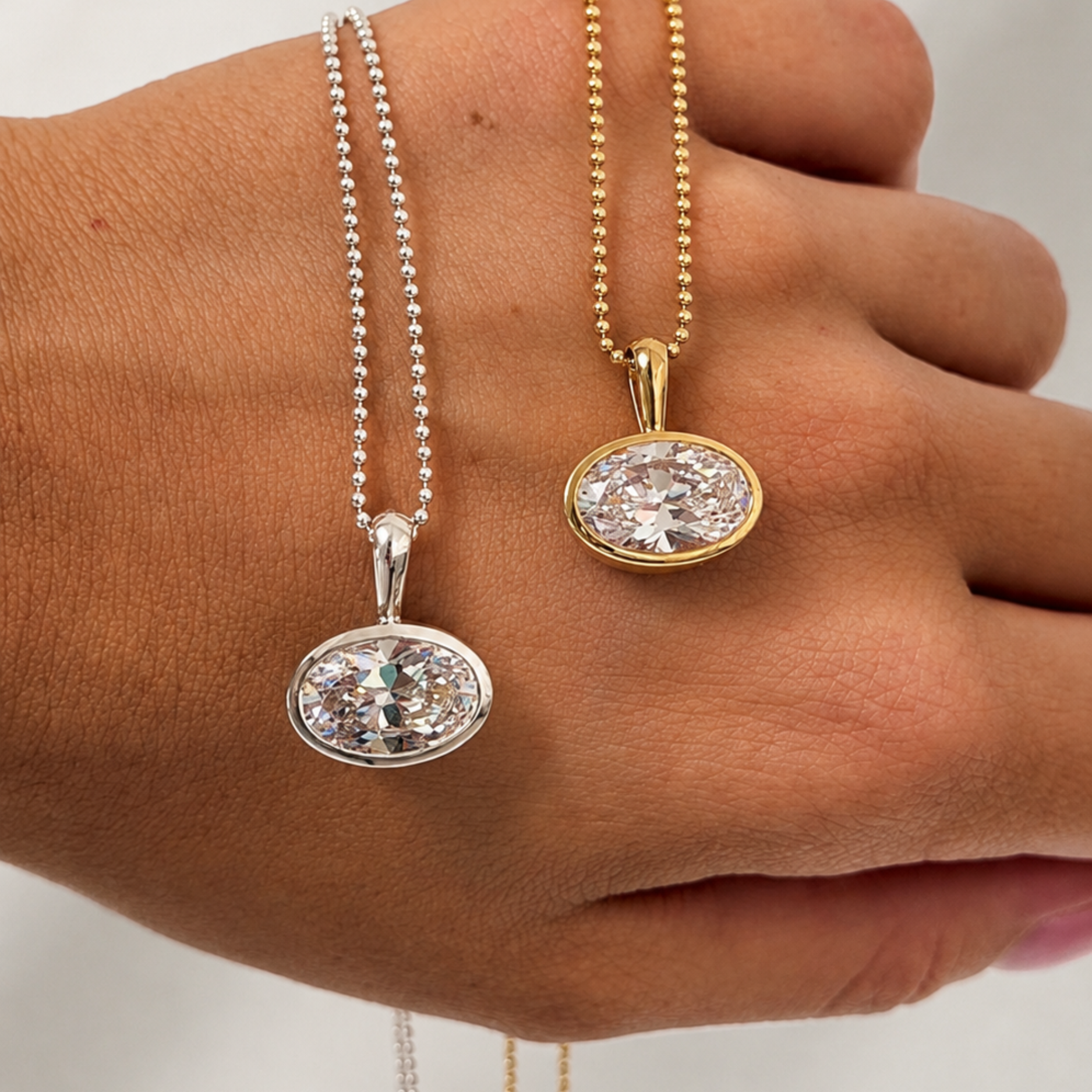 Moissanite Oval Bezel Necklace