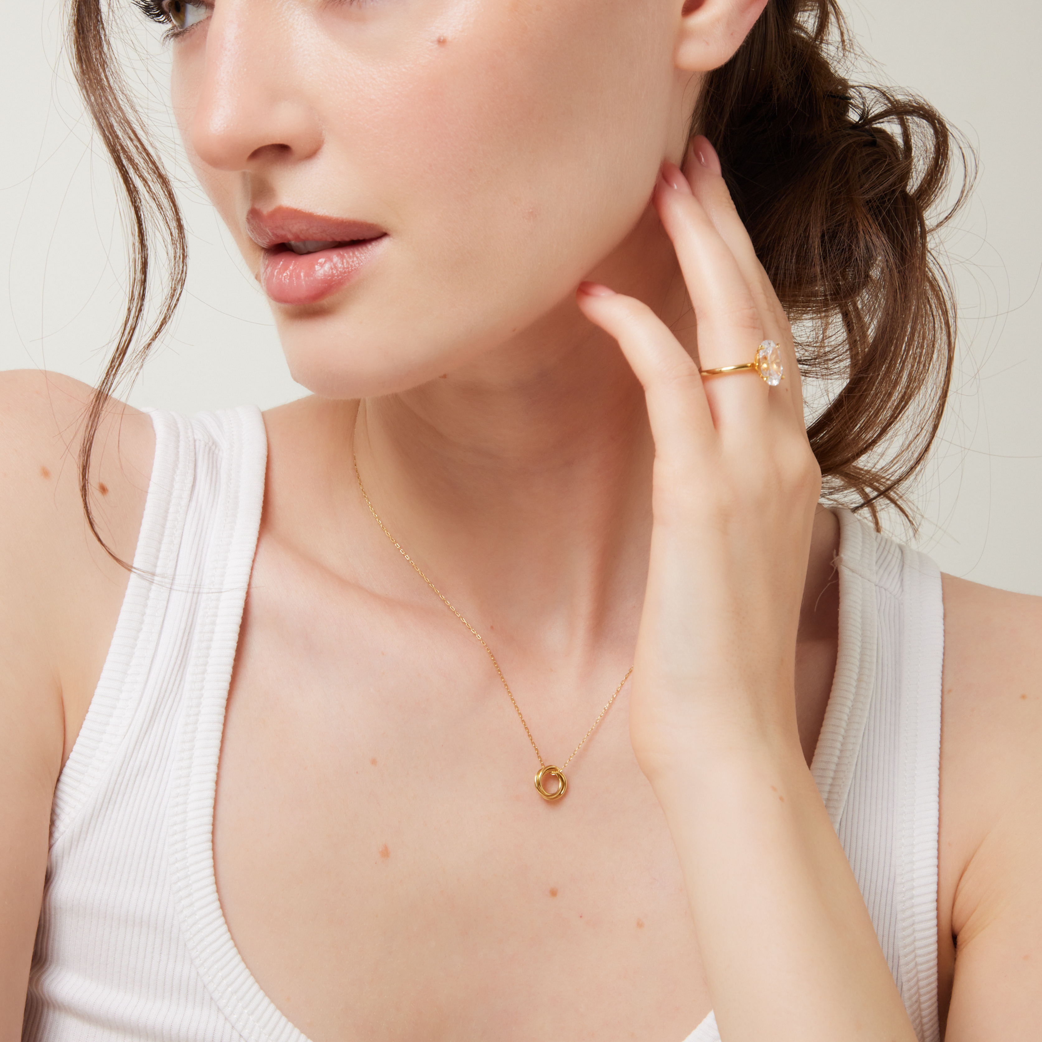 gold necklace trinity affordable everyday anti tarnish promise gift
