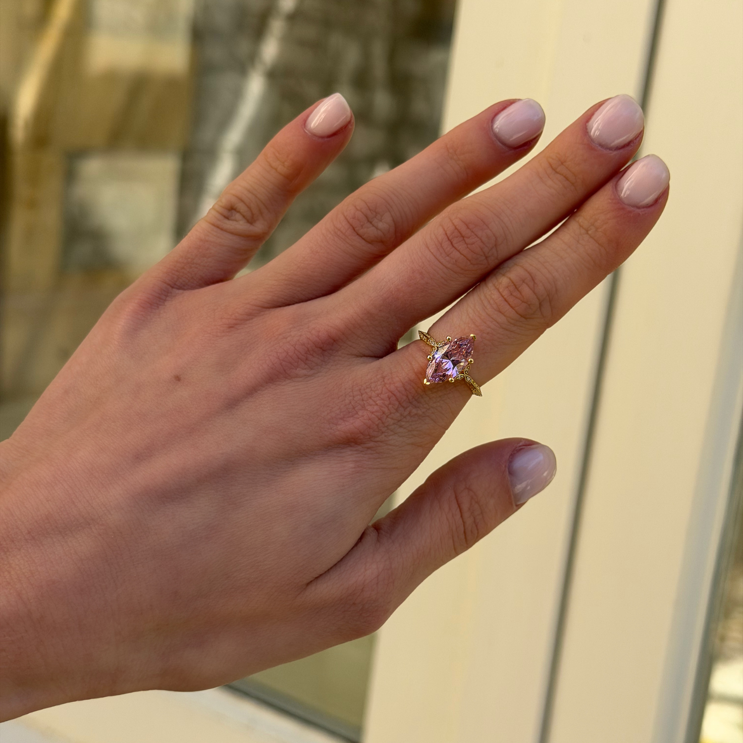 Pink Marquise Promise Ring