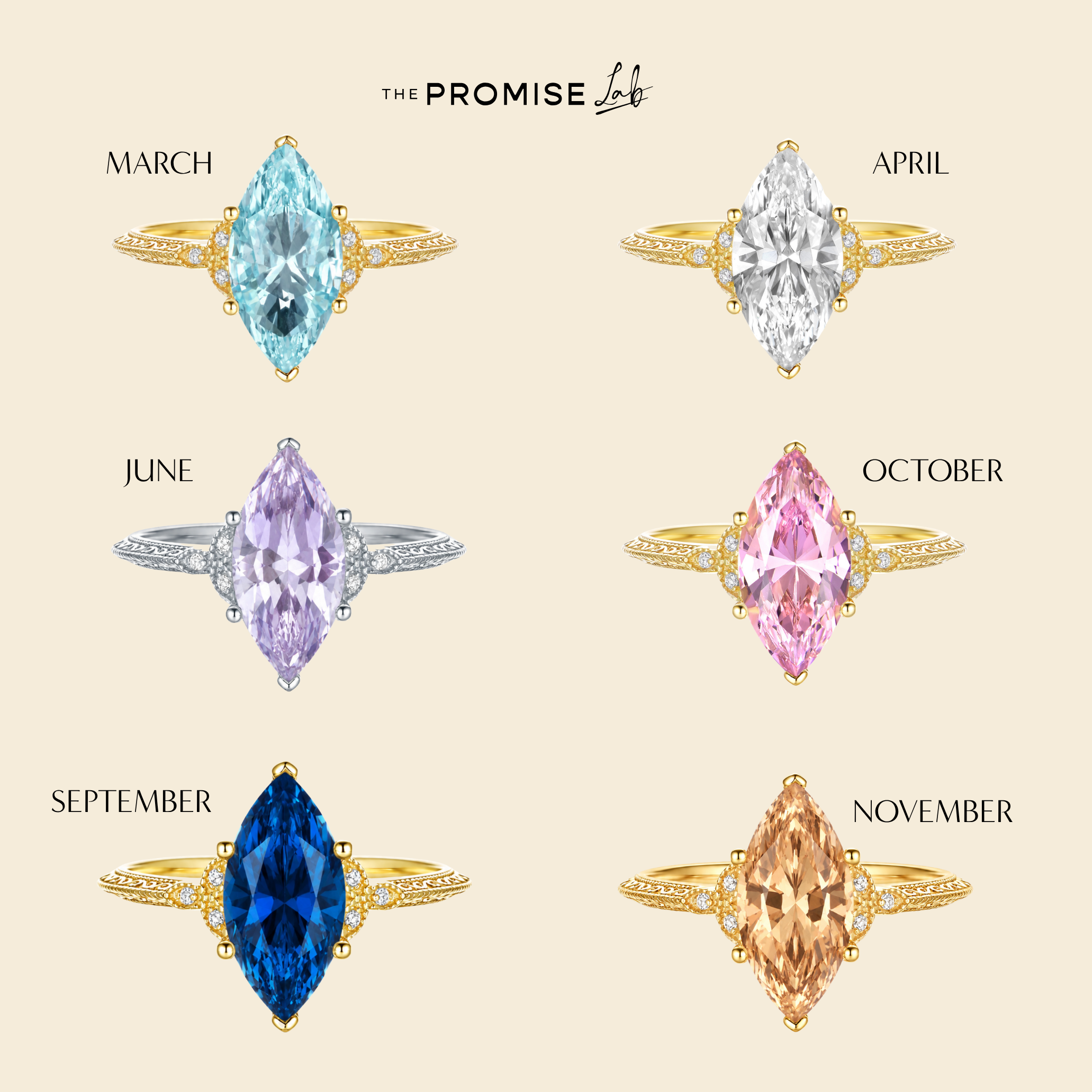 Custom Marquise Engraved Band Promise Ring