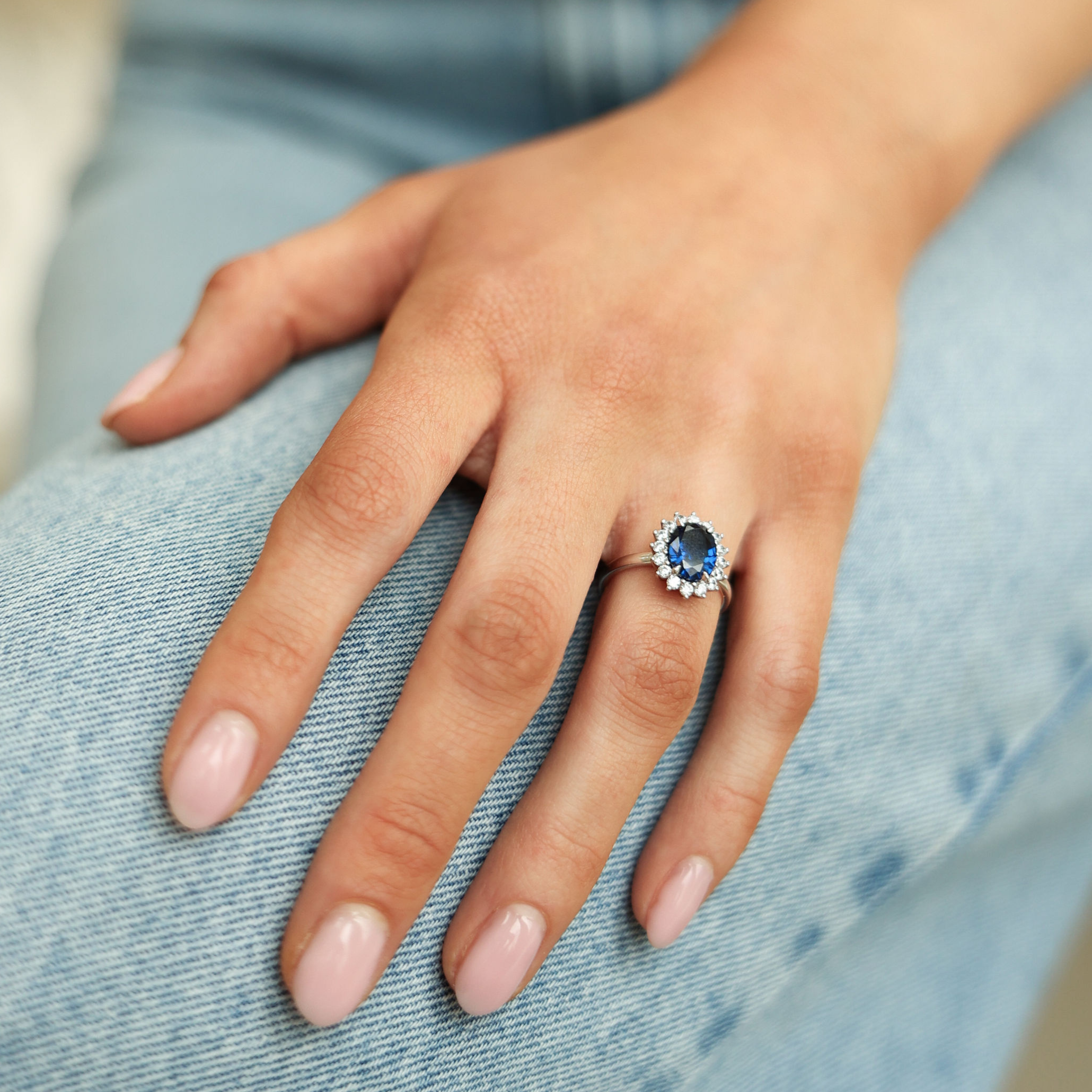 Diana Oval Sapphire Cluster Ring
