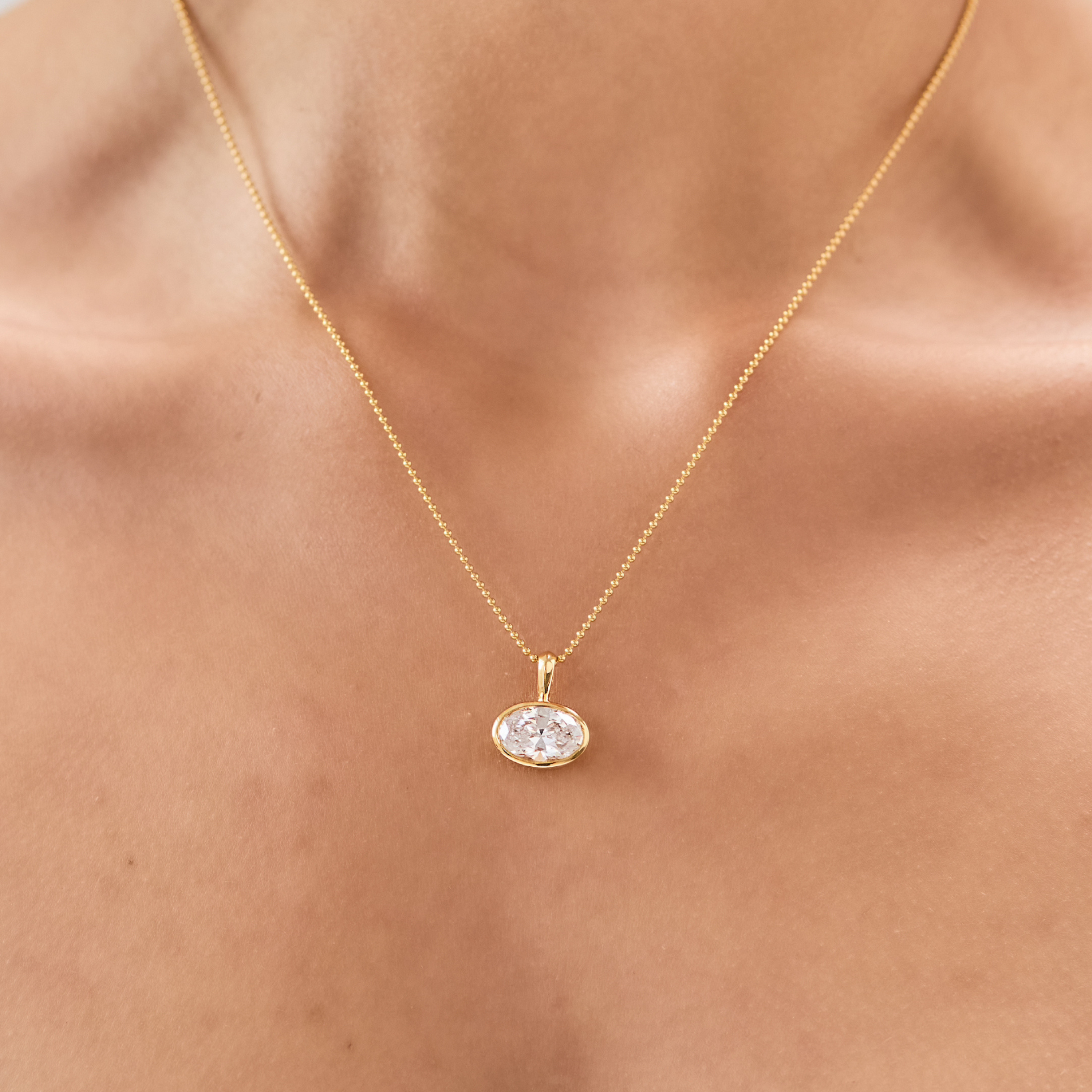 Moissanite Oval Bezel Necklace