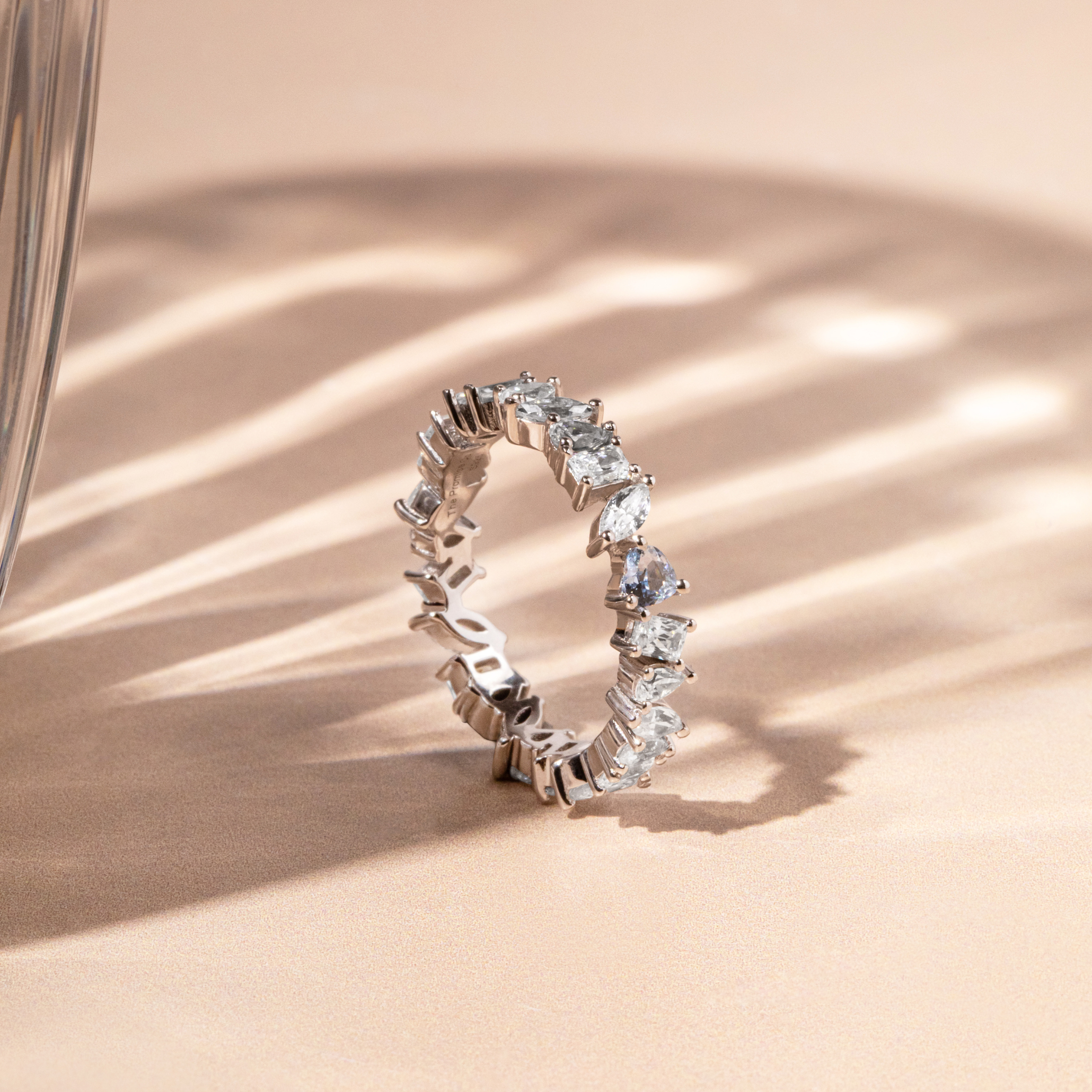 Mixed Stone Blue Heart Eternity Band