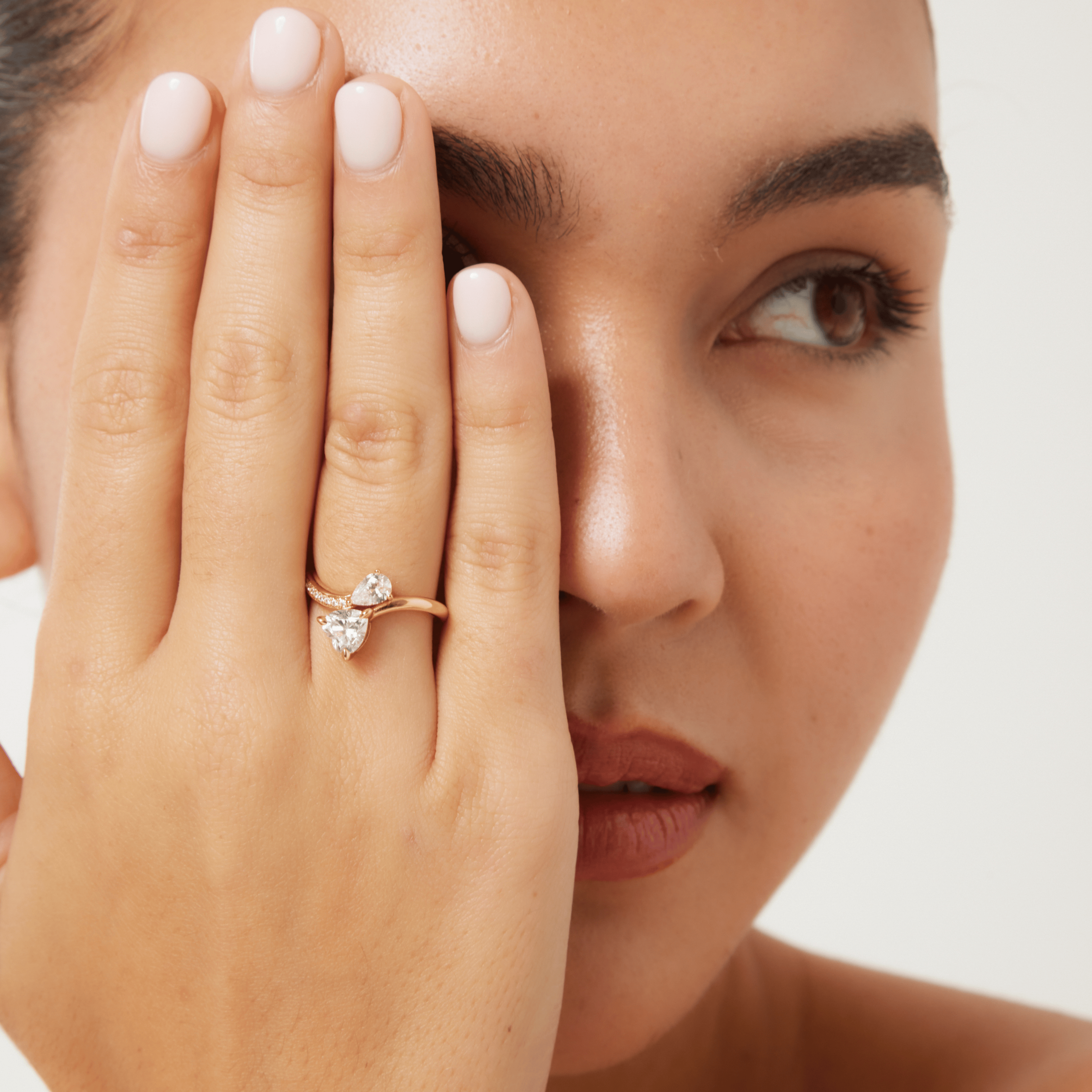 Heart shape toi et moi promise ring in 18 ct gold vermeil or rhodium‑plated silver a unique promise ring symbolising unbreakable love