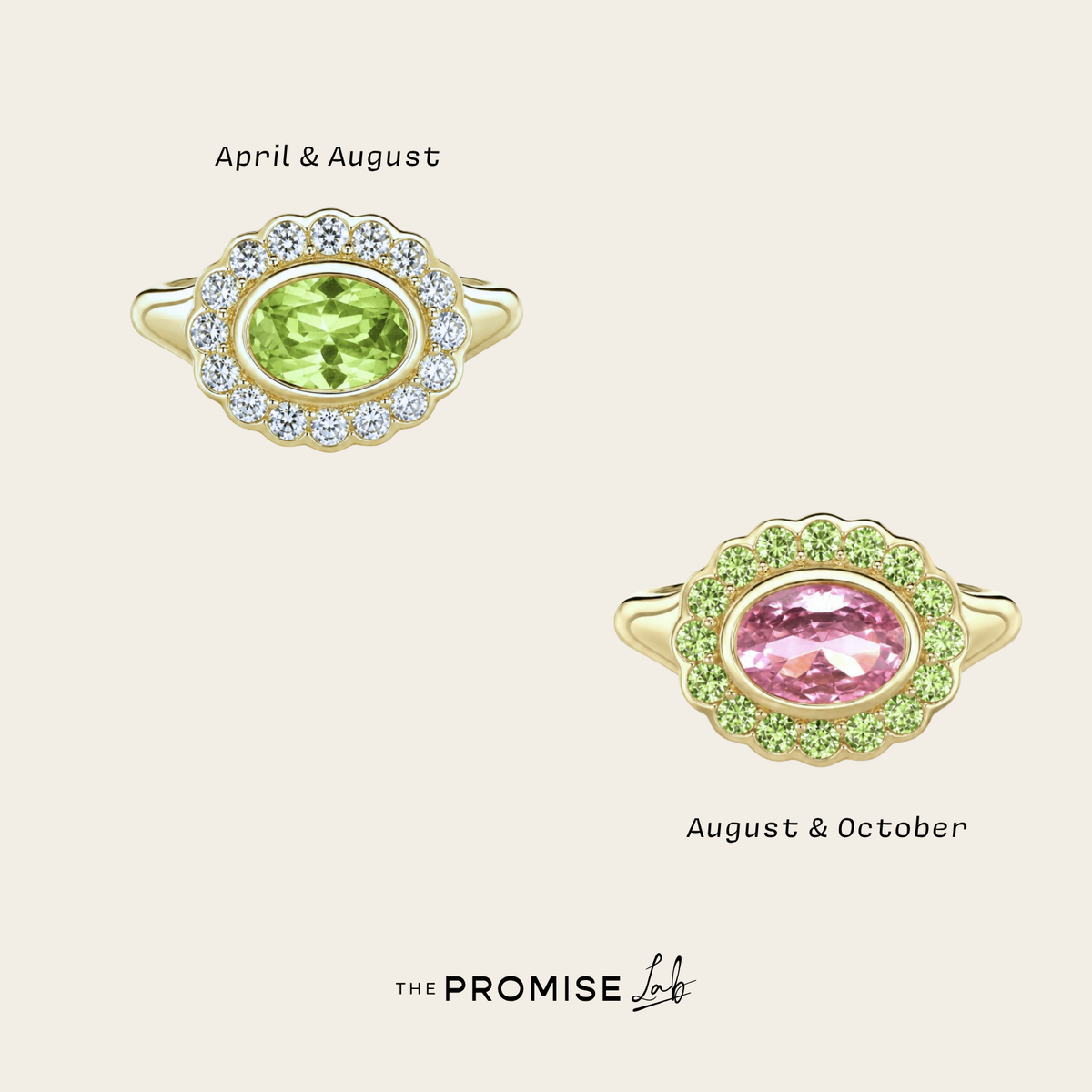 Heirloom signet ring in apple green and pink