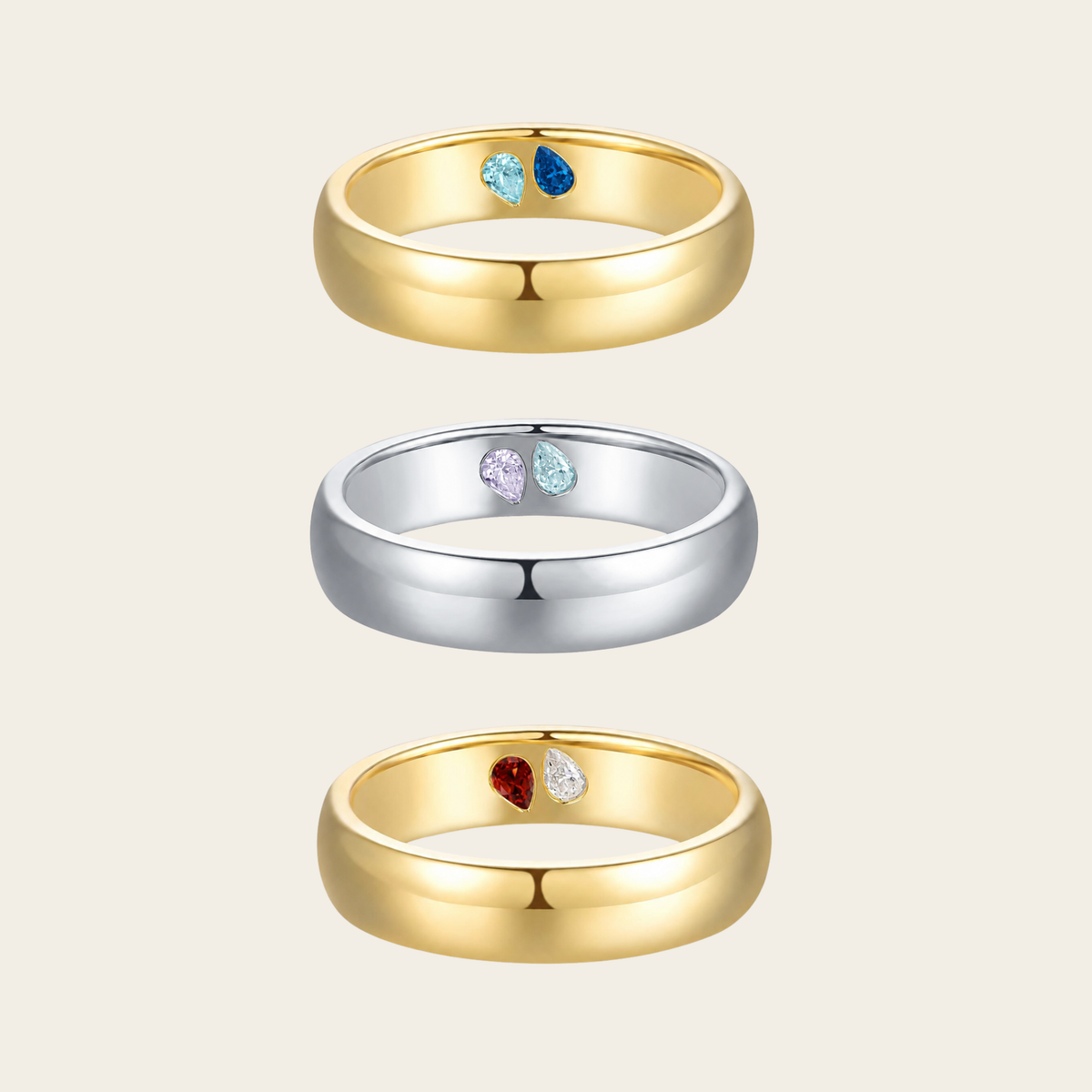Mens Engraveable Birthstone Promise Ring