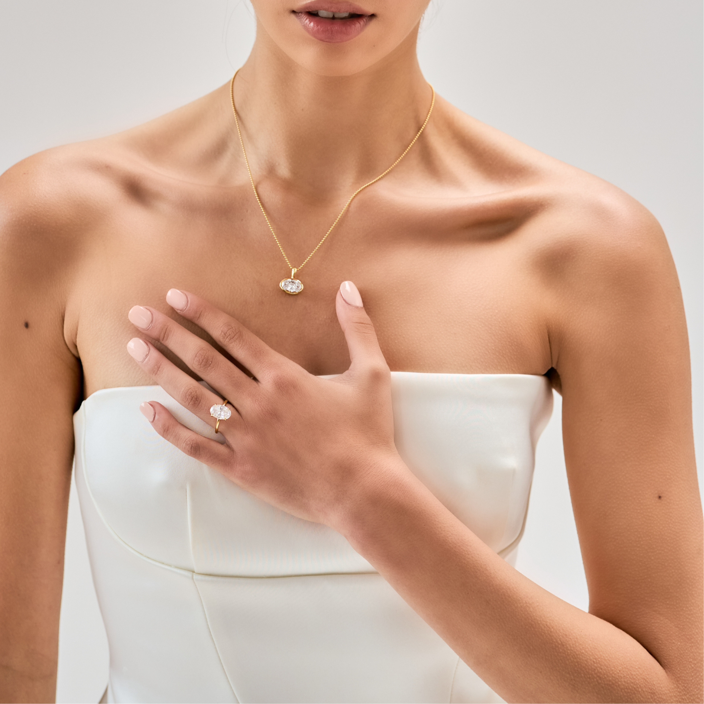 Moissanite Oval Bezel Necklace