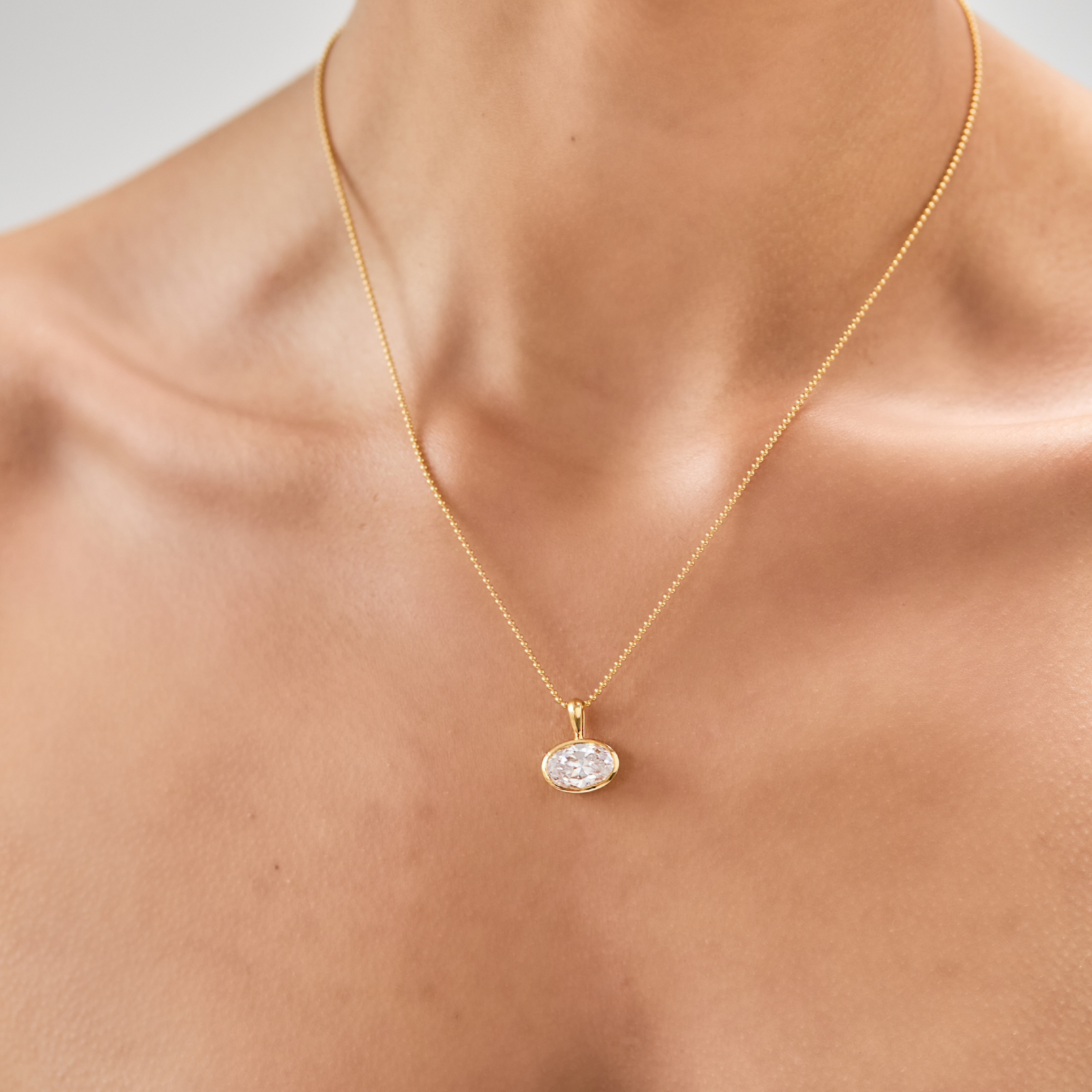 Moissanite Oval Bezel Necklace